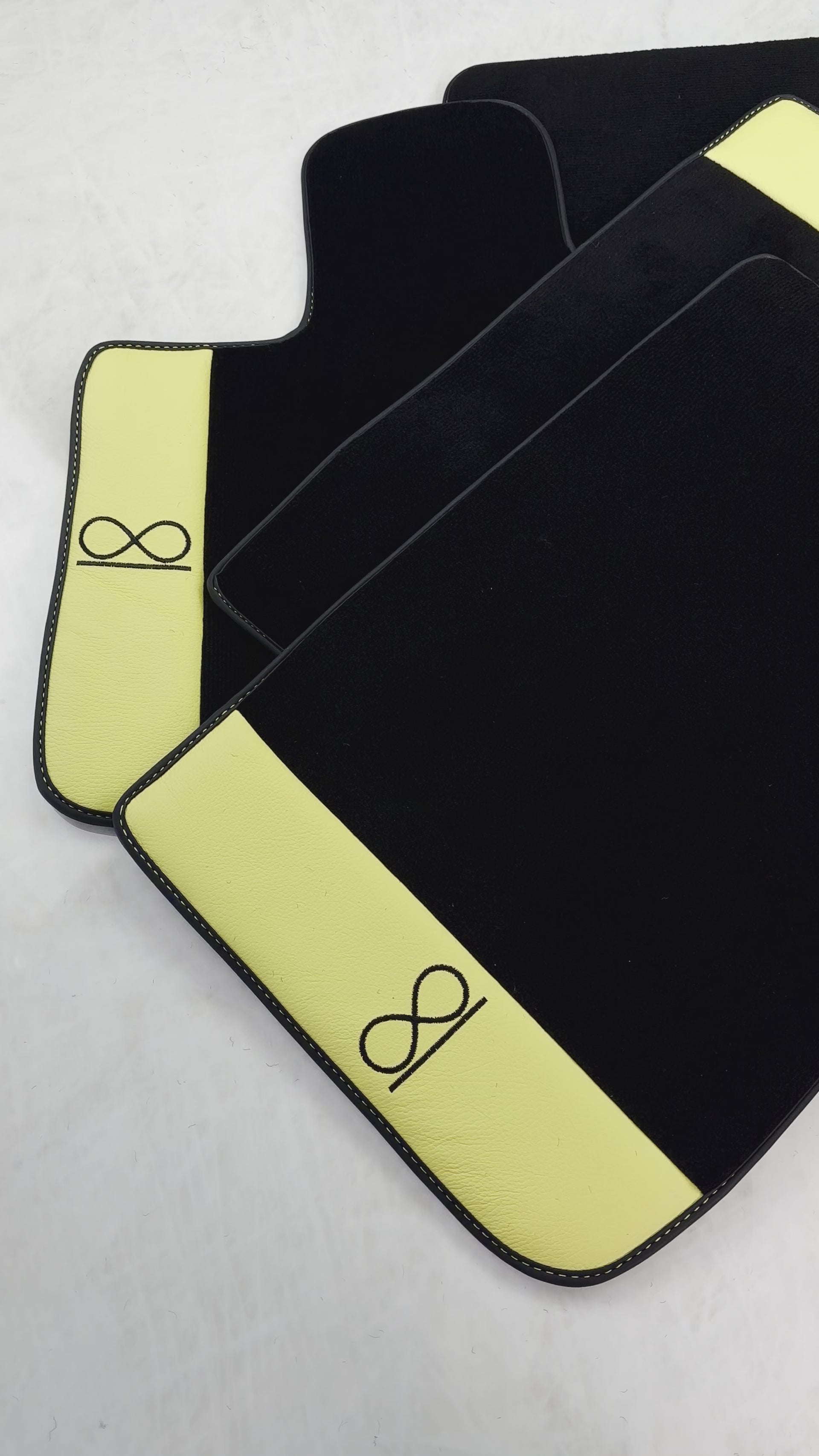 Alfombrillas negras para Rolls Royce Black Badge Cullinan de cuero amarillo - AutoWin