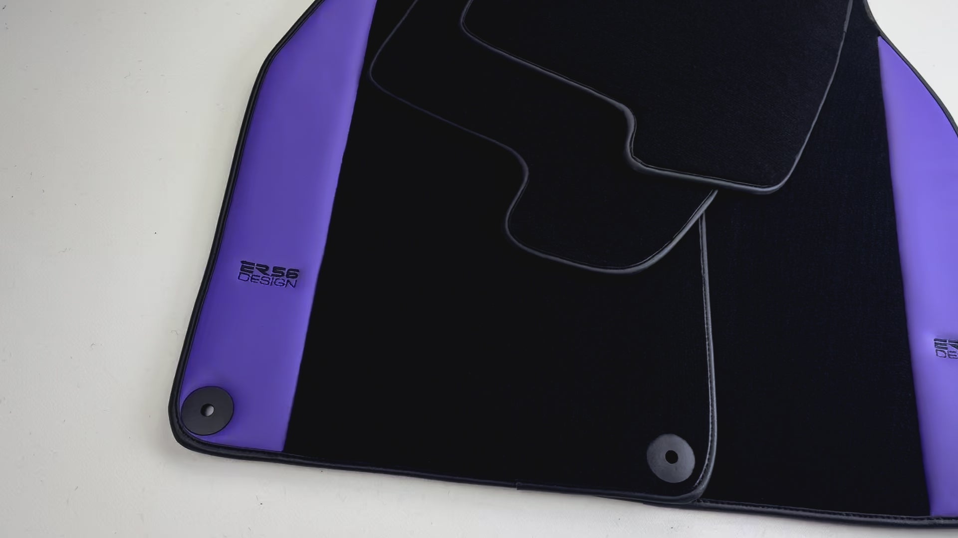 Black Floor Mats for Porsche Cayenne (2010-2018) with Purple Leather | ER56 Design - AutoWin