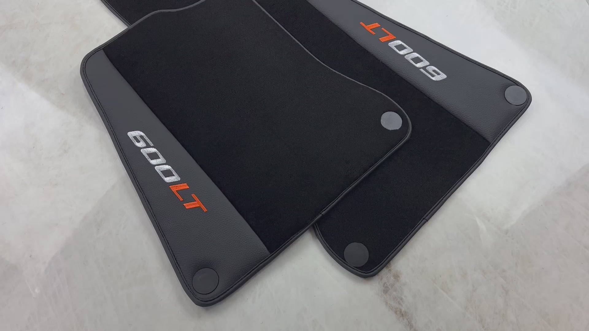Alfombrillas de coche negras para McLaren 600 LT (2018-2020) con cuero - AutoWin