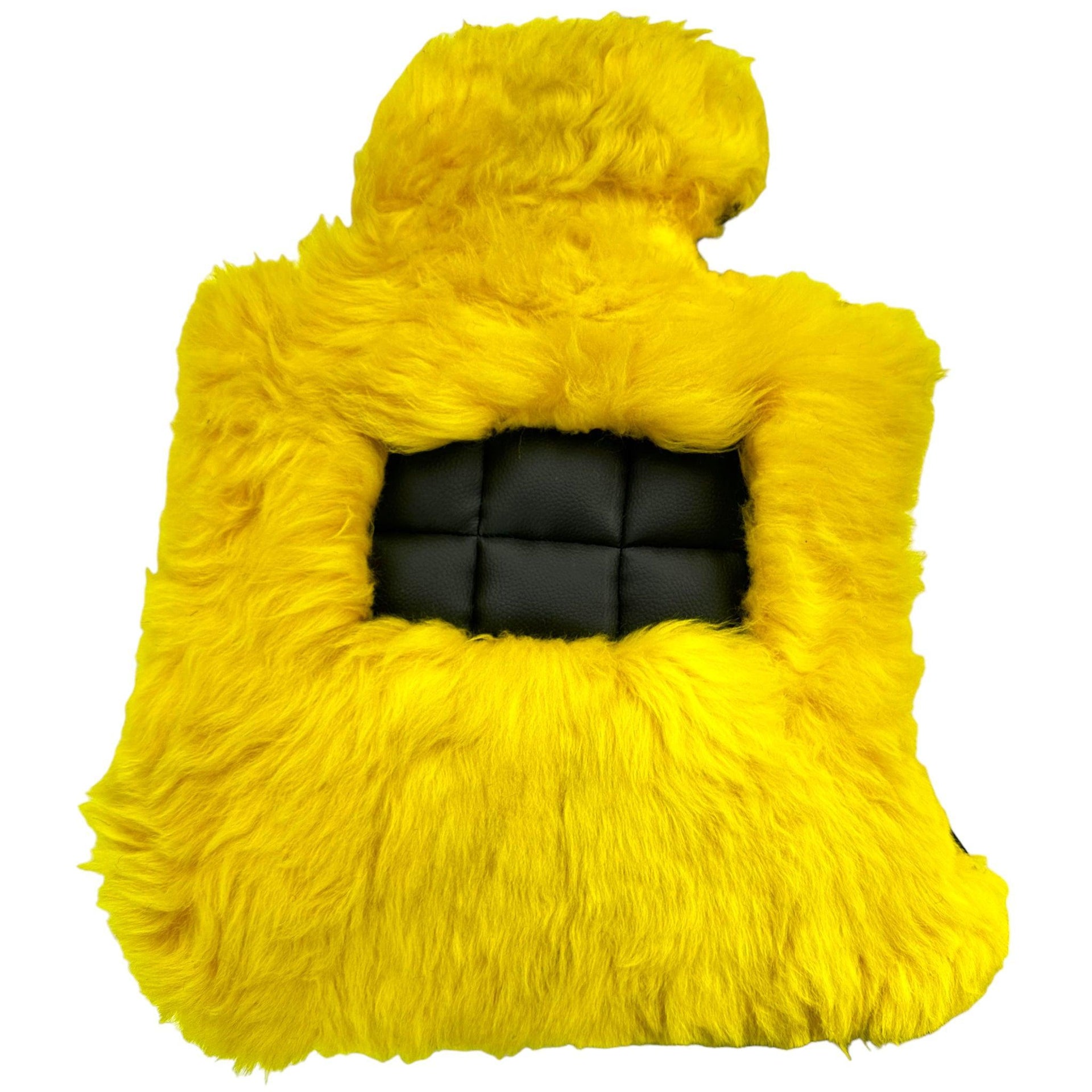 Yellow Sheepskin Floor Mats for Rolls Royce Cullinan Rr31 (2018-2023) ER56 Design Brand - AutoWin