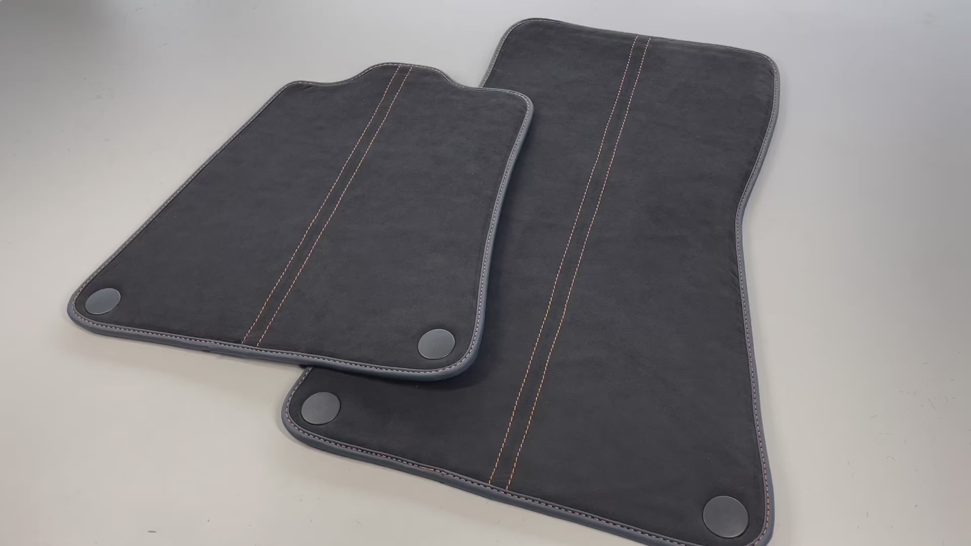 Floor Mats For McLaren 750S (2023-2025) Alcantara Black Tailored Carpets with Orange Sewing - AutoWin