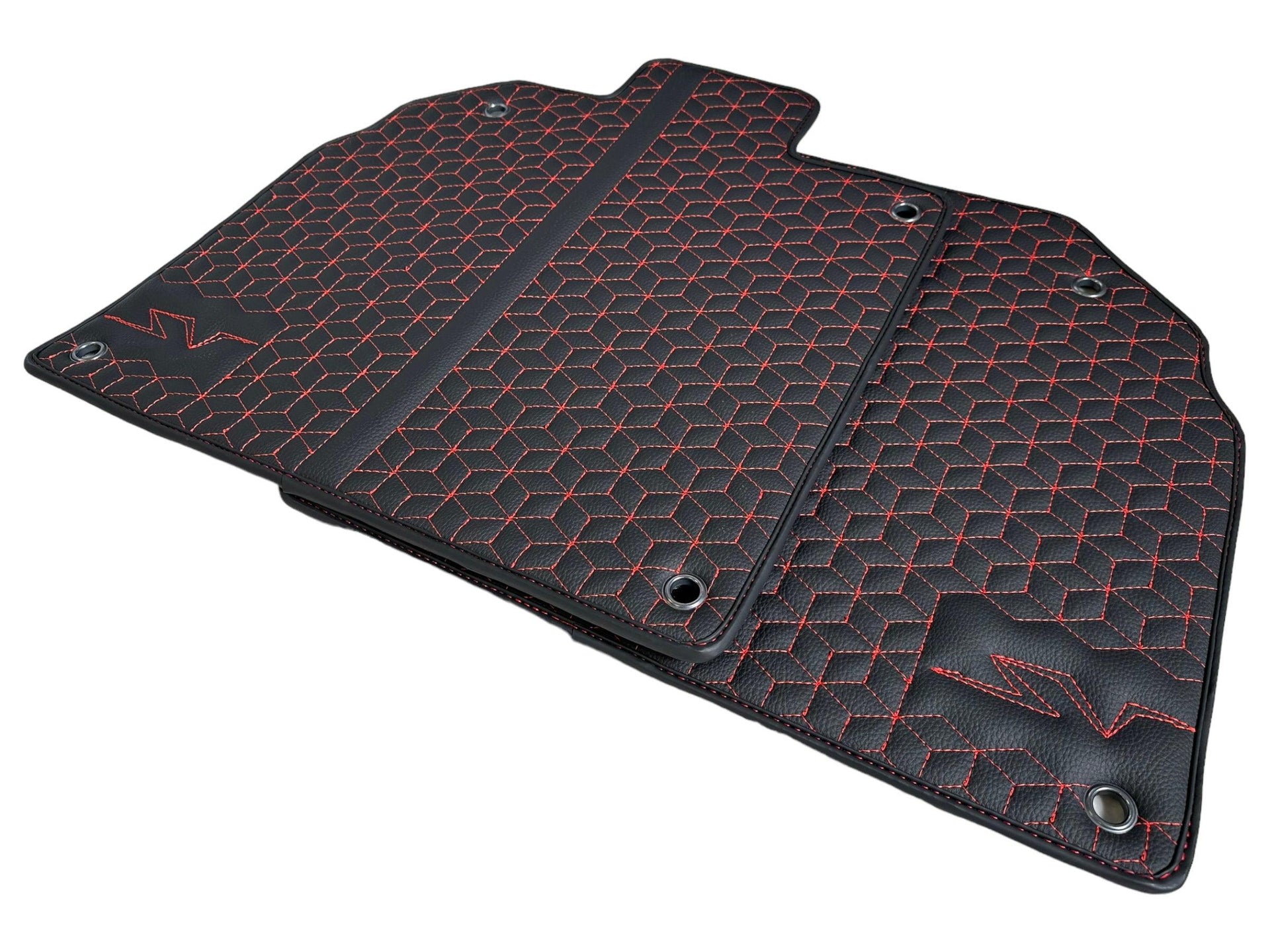 Leather Floor Mats for Lamborghini Aventador SV | Red Stitching - AutoWin