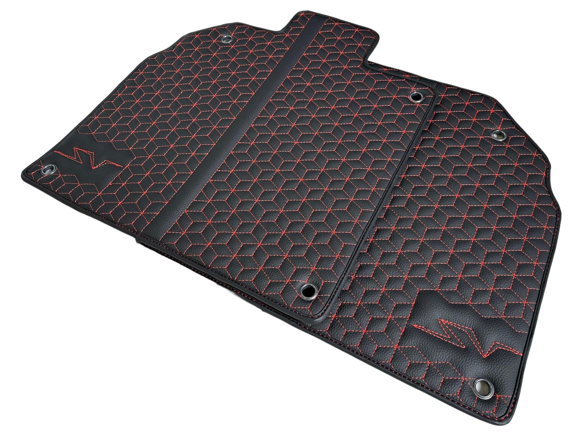 Leather Floor Mats for Lamborghini Aventador SV | Red Stitching - AutoWin