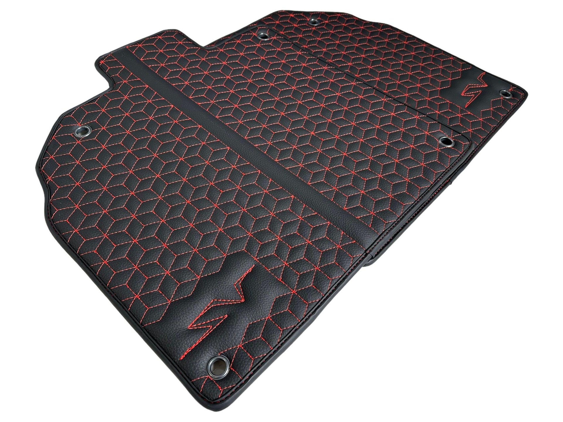 Leather Floor Mats for Lamborghini Aventador SV | Red Stitching - AutoWin