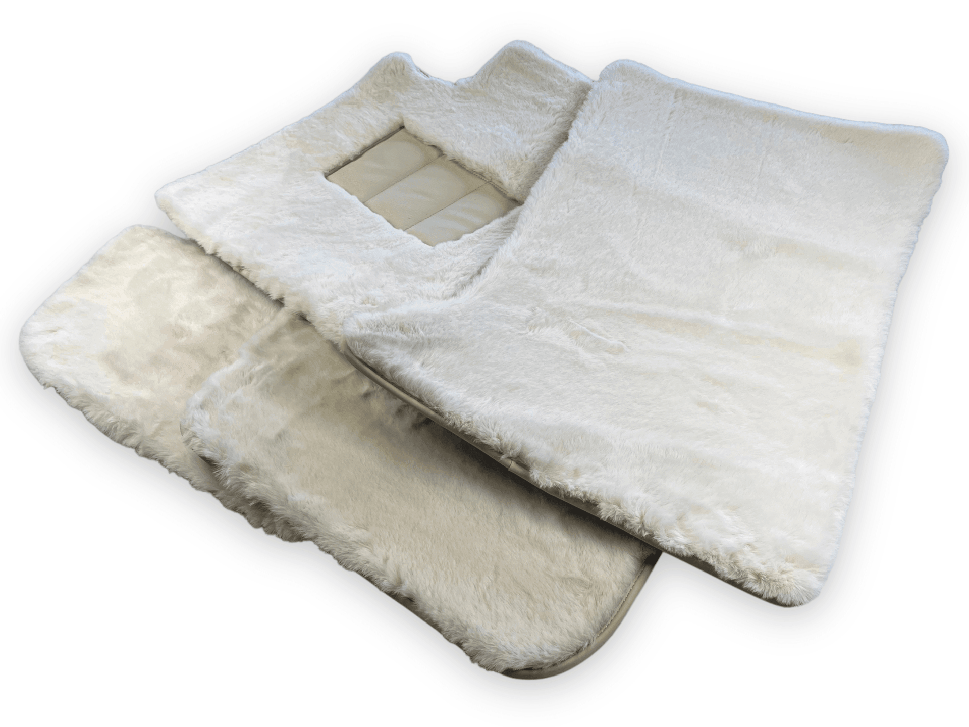 White Sheepskin Floor Mats For Rolls Royce Wraith 2013–2023 Er56 Design - AutoWin