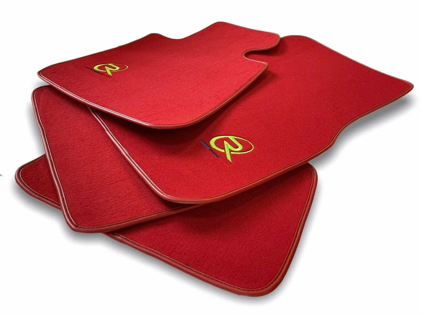 Red Floor Mats For BMW X1 Series E84 ROVBUT Brand Tailored Set Perfect Fit Green SNIP Collection - AutoWin