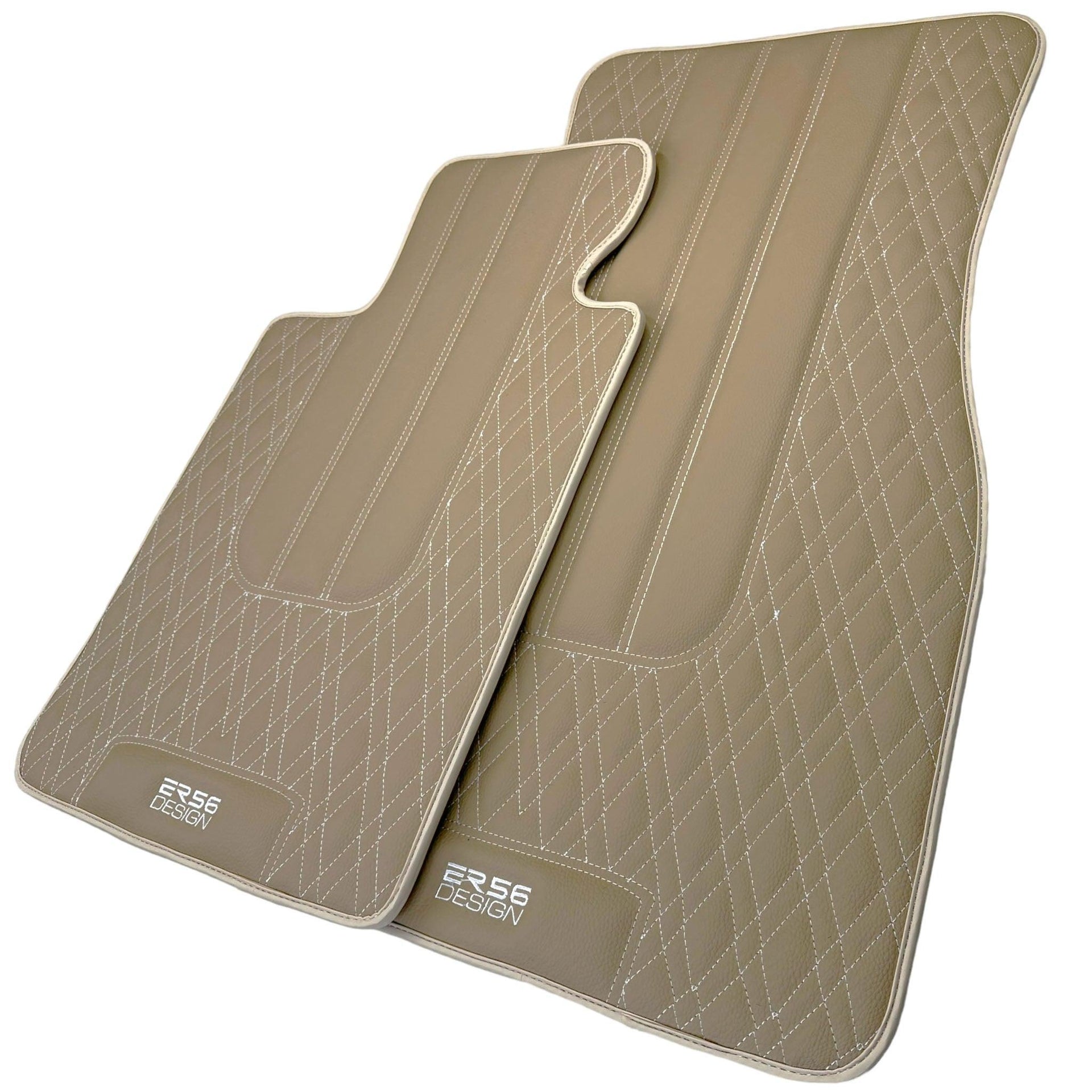 Beige Leather Floor Floor Mats For BMW X5 Series E70 - AutoWin