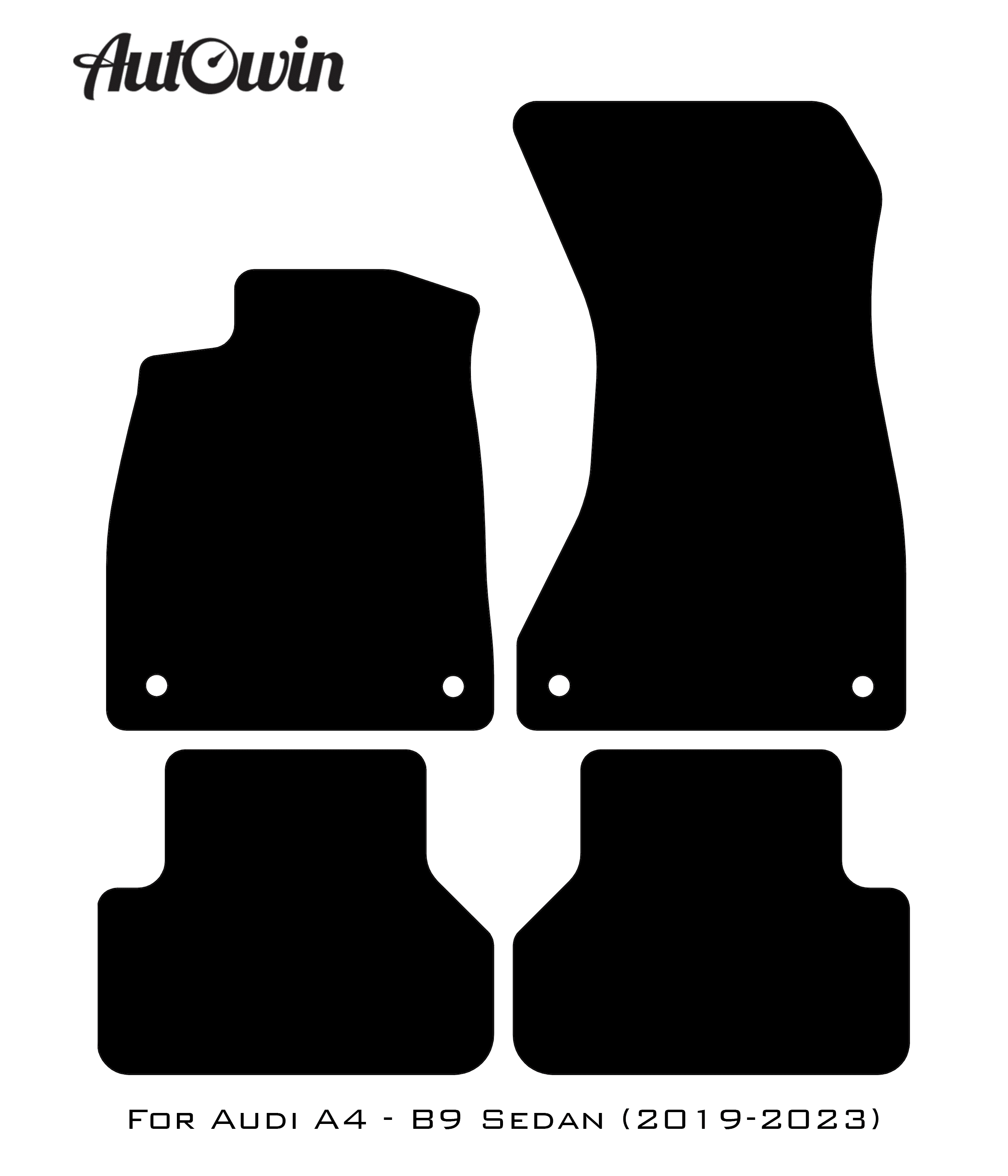 Black Floor Mats for Audi A4 - B9 Sedan (2019-2023) | Fighter Jet Edition - AutoWin