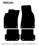 Black Floor Mats for Audi A6 - C6 Sedan Facelift (2008-2011) | Fighter Jet Edition - AutoWin