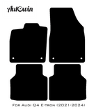 Black Floor Mats for Audi Q4 E-tron (2021-2024) With Orange Alcantara | ER56 Design - AutoWin