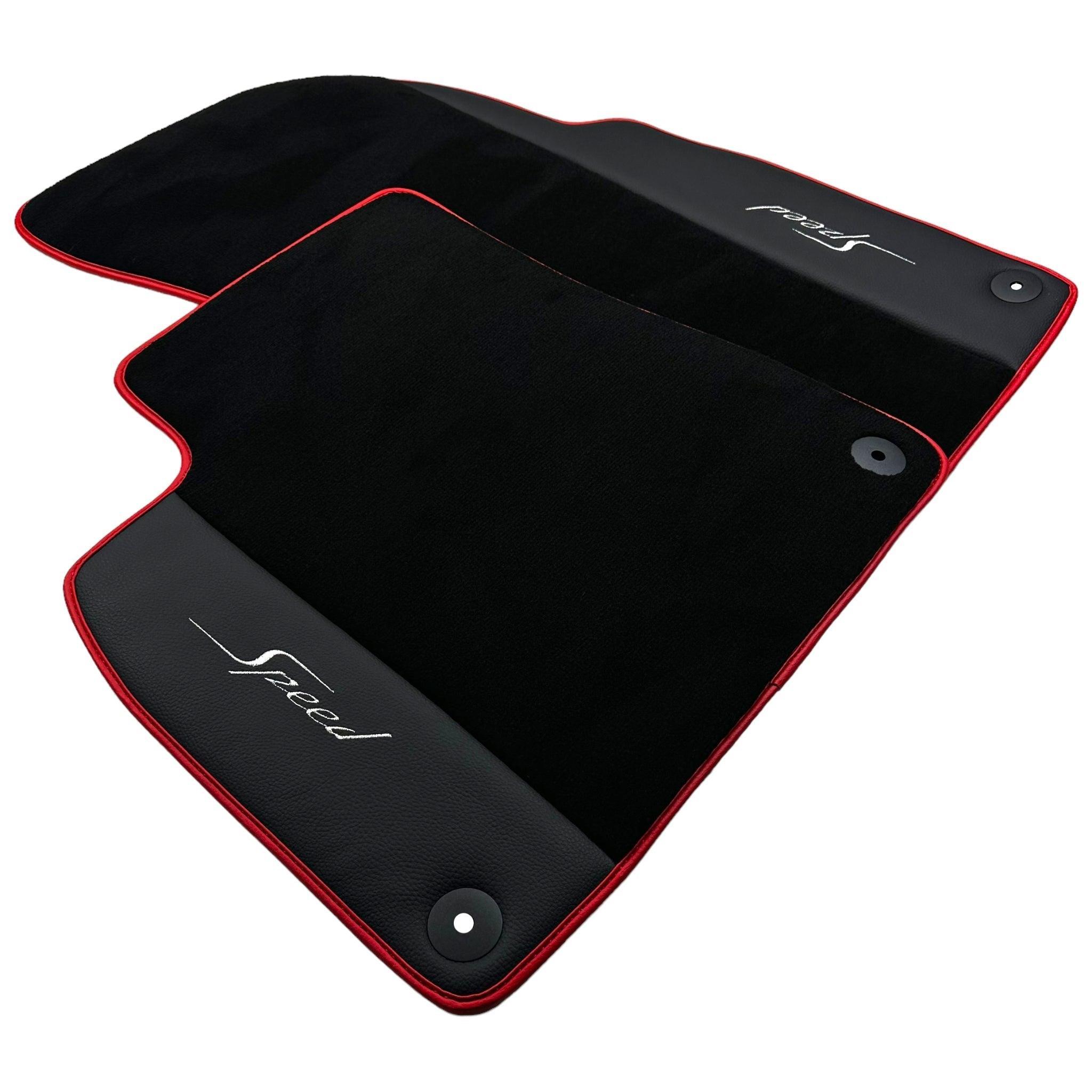 Black Floor Mats for Bentley Flying Spur (2013-2019) with Leather | Red Trim - AutoWin