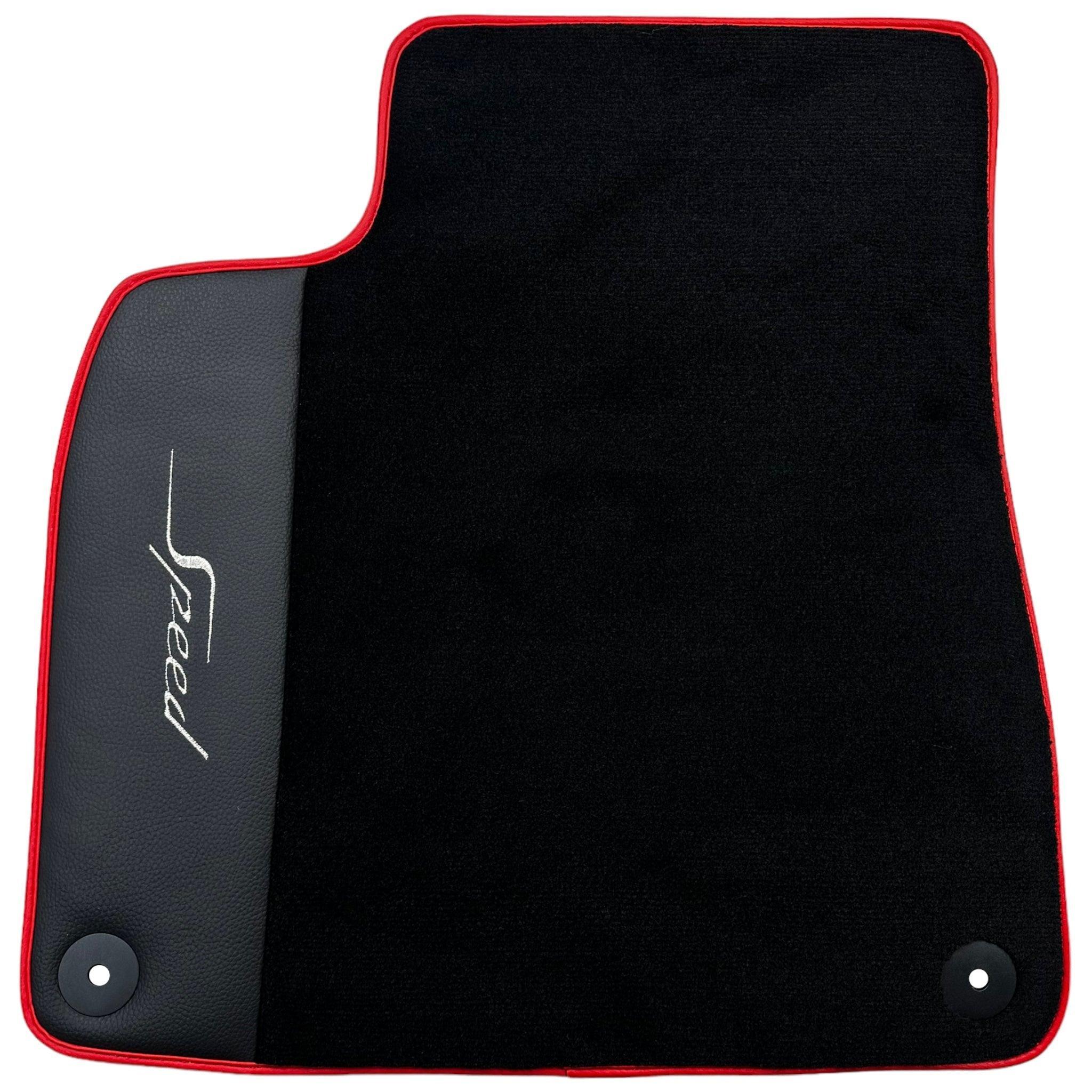 Black Floor Mats for Bentley Flying Spur (2013-2019) with Leather | Red Trim - AutoWin