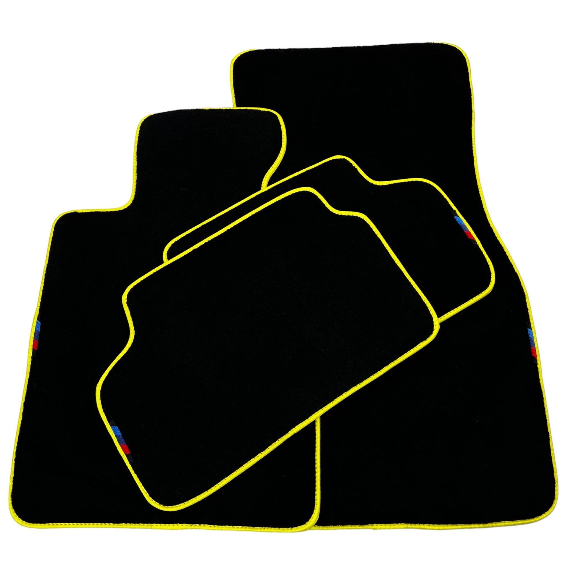 Black Floor Mats For BMW 3 Series E90 | Yellow Trim - AutoWin