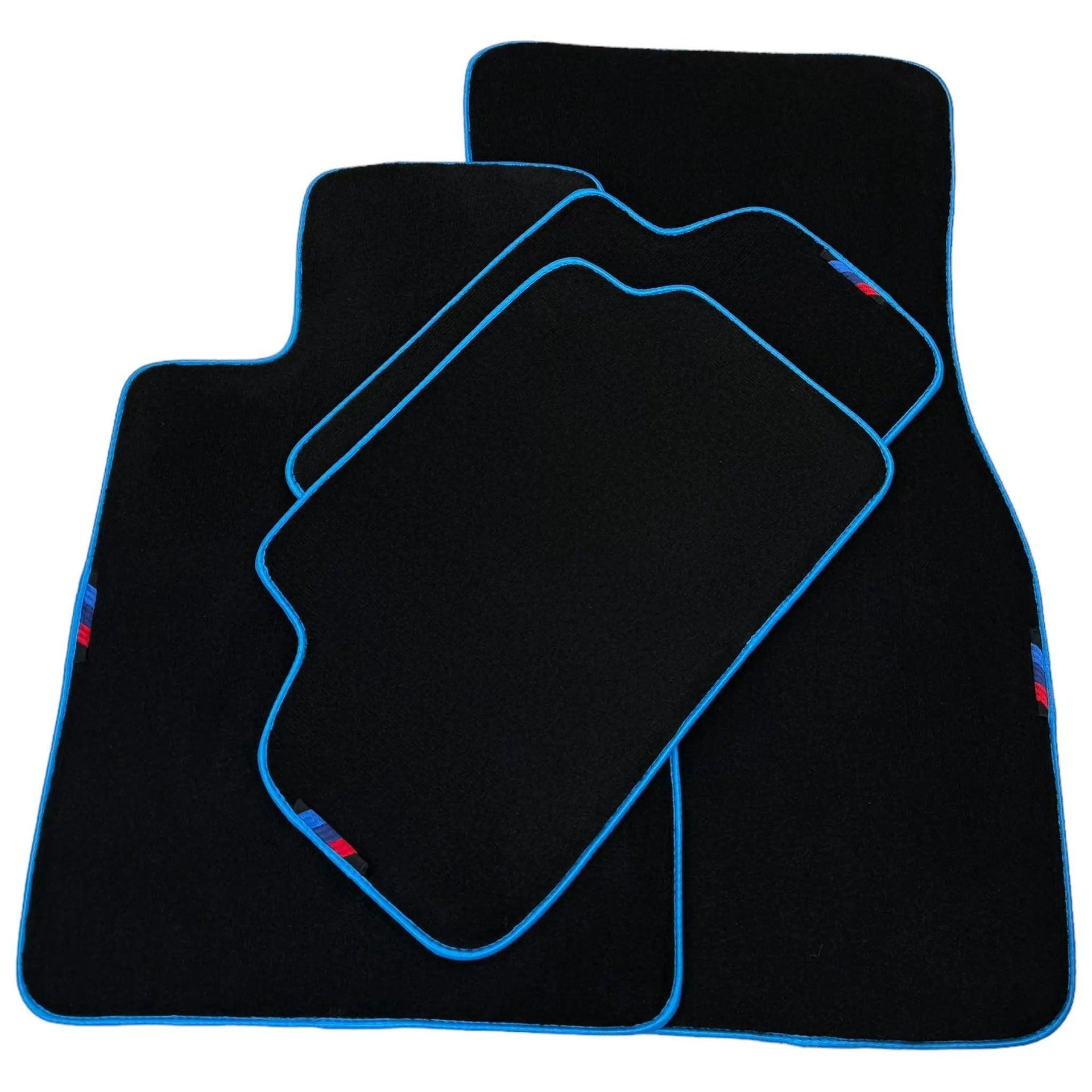Black Floor Mats For BMW 4 Series F32 | Sky Blue Trim - AutoWin