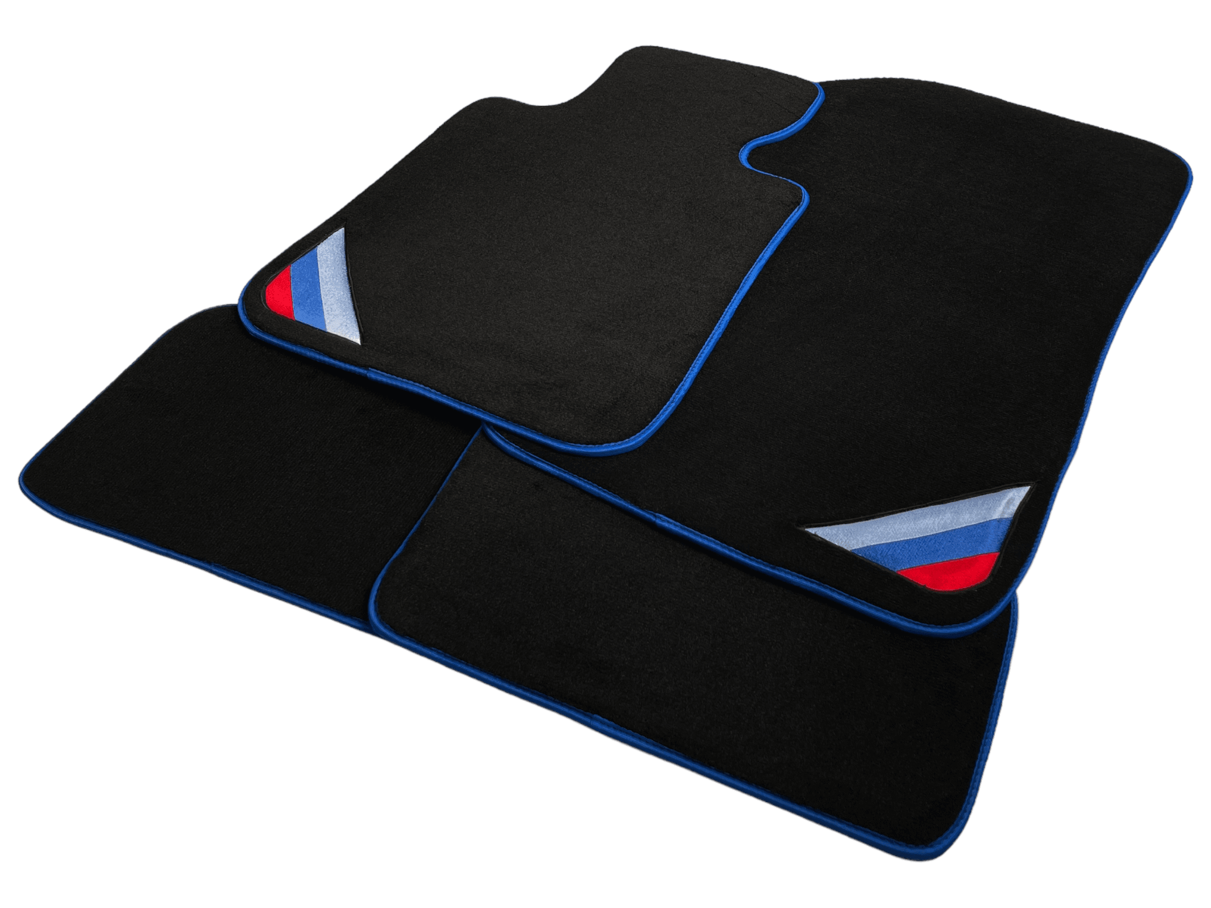 Black Floor Mats For BMW X1 Series E84 With Blue Trim - AutoWin