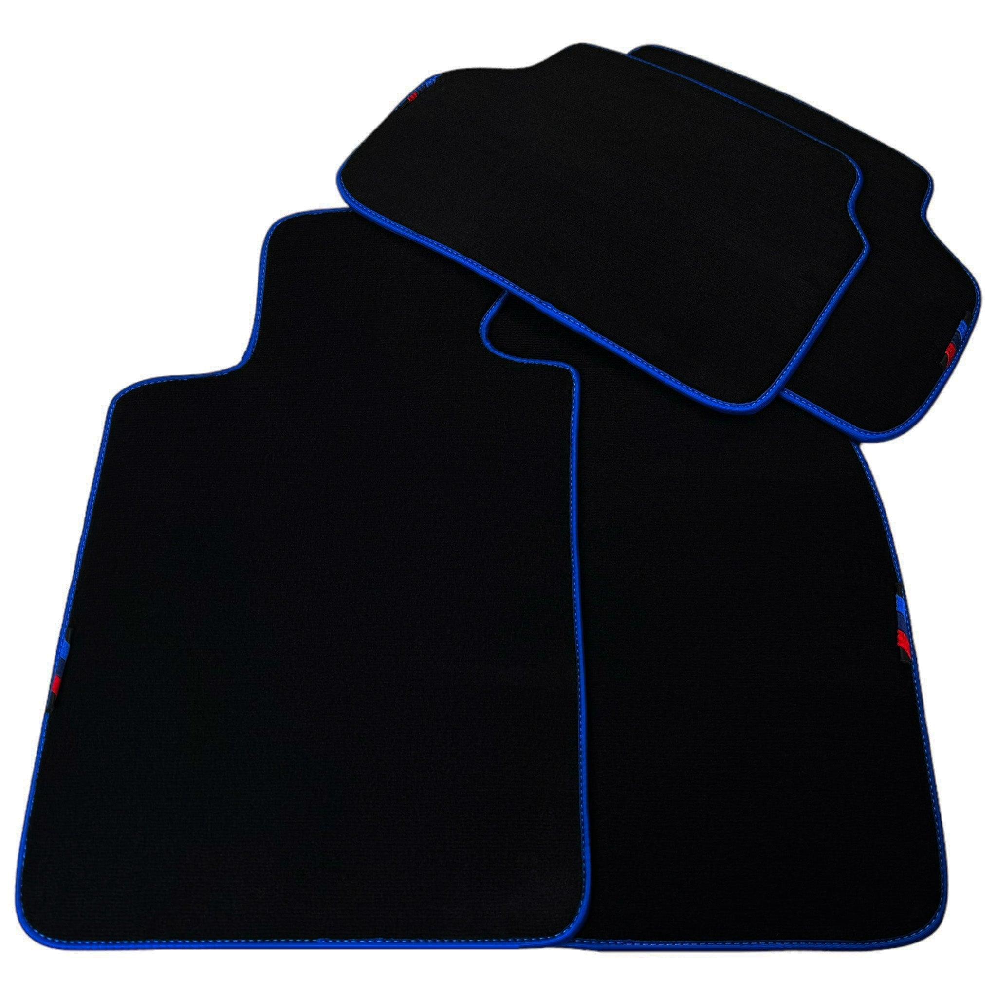 Black Floor Mats For BMW X5 Series E70 | Blue Trim - AutoWin
