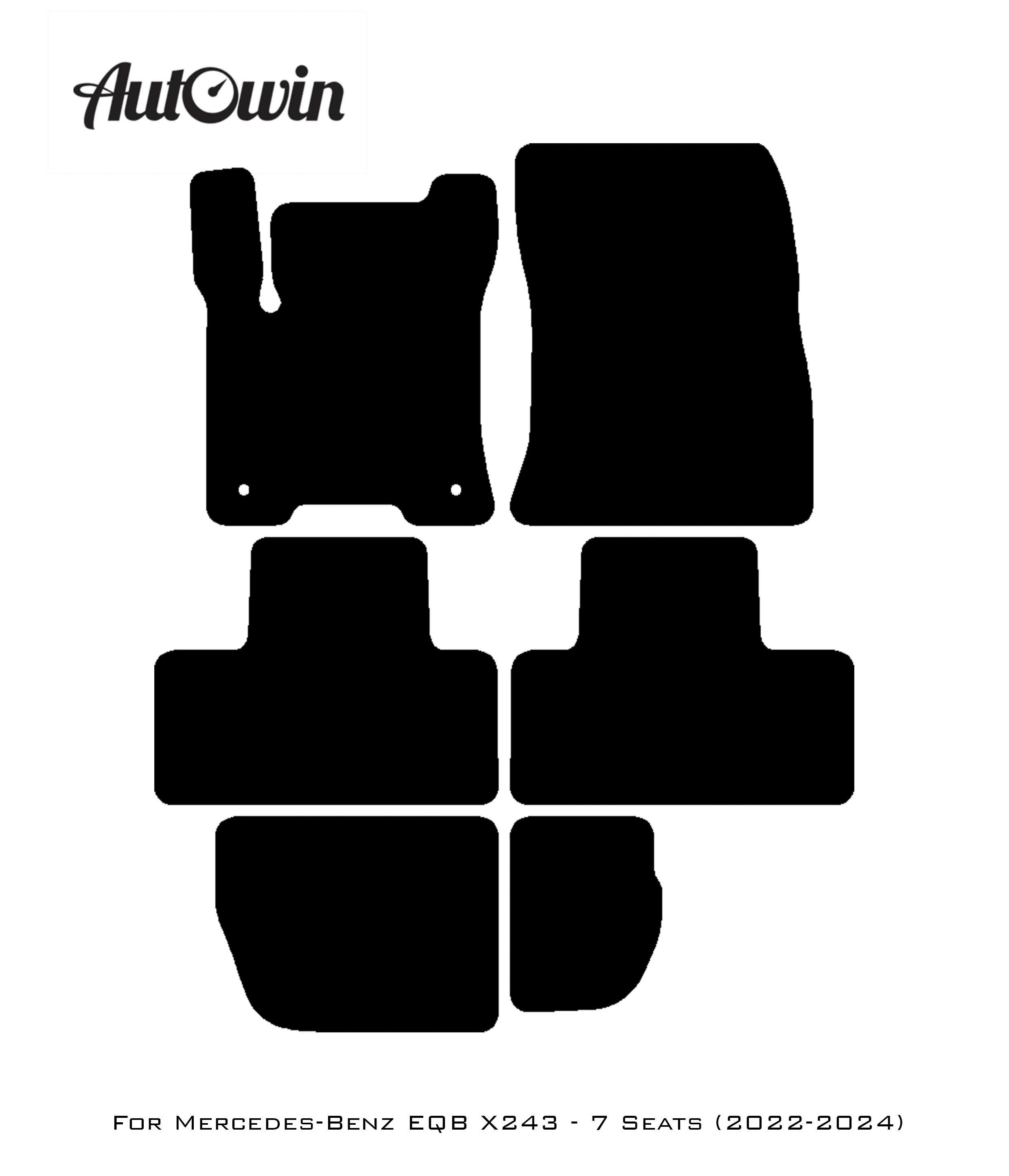 Customizable Black Floor Mats For Mercedes Benz EQB-Class X243 (2022-2024) - AutoWin