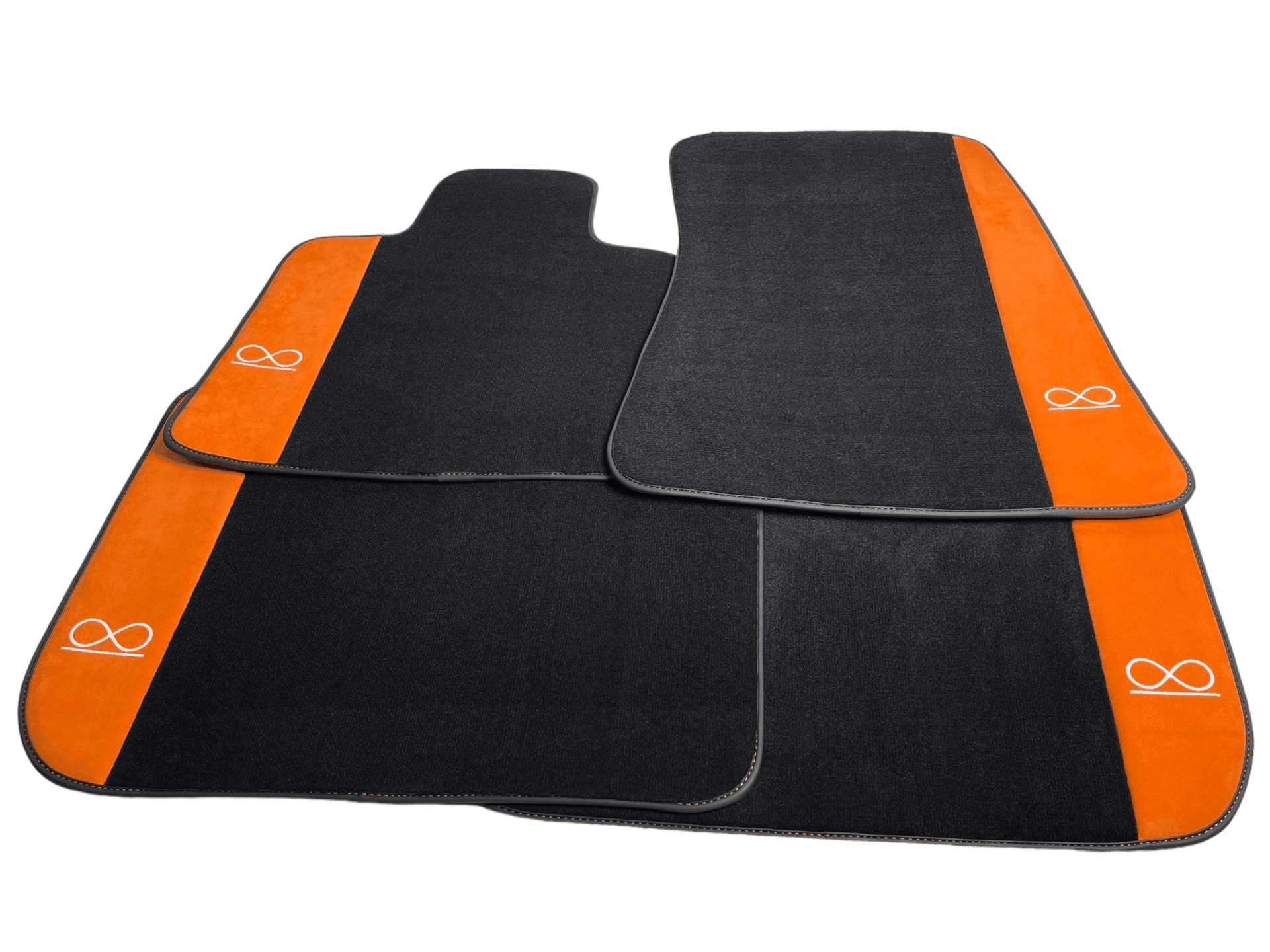 Black Floor Mats For Rolls Royce Black Badge Phantom Orange Alcantara - AutoWin