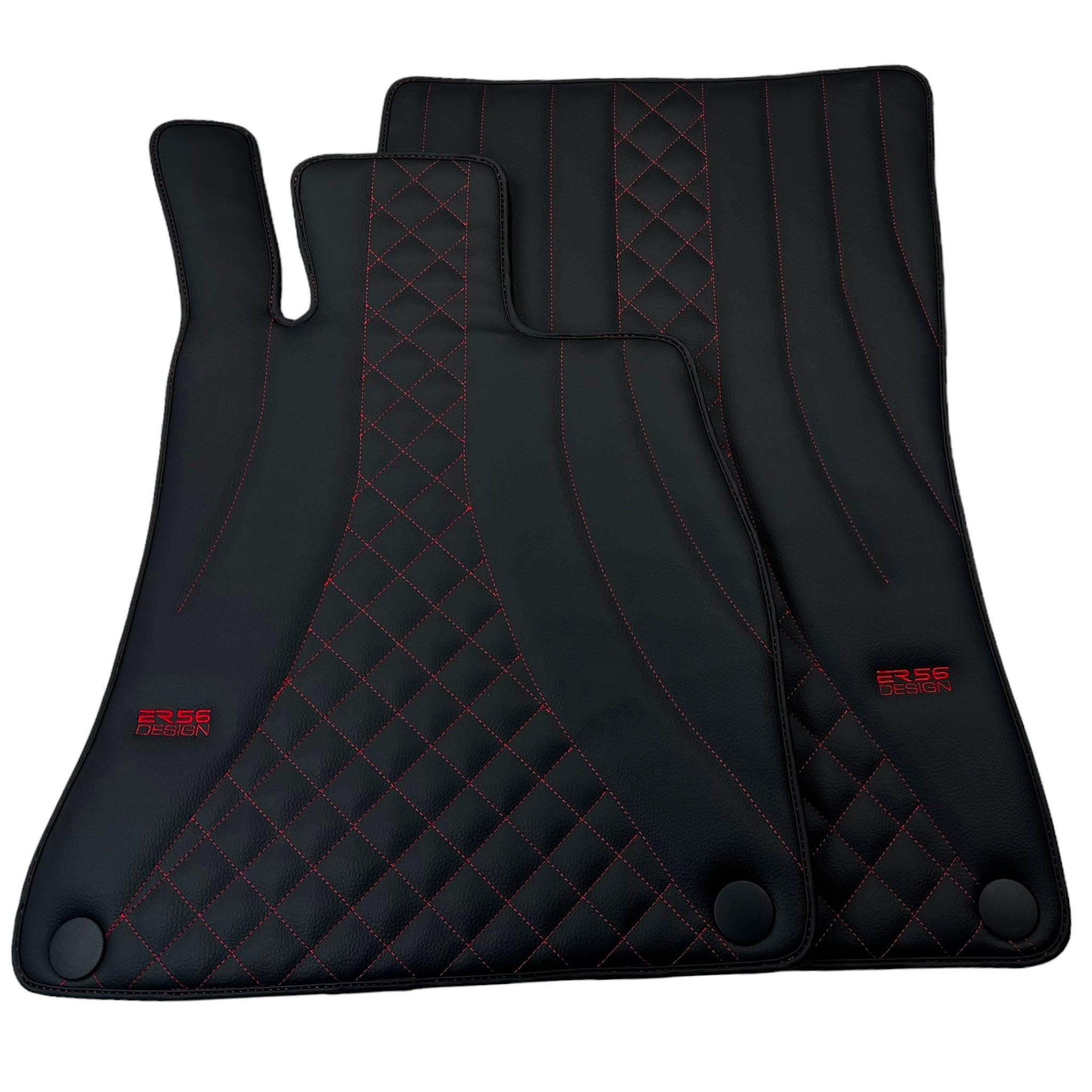 Black Leather Floor Mats For Mercedes Benz GLC-Class C253 Coupe (2016-2019) | ER56 Design - AutoWin