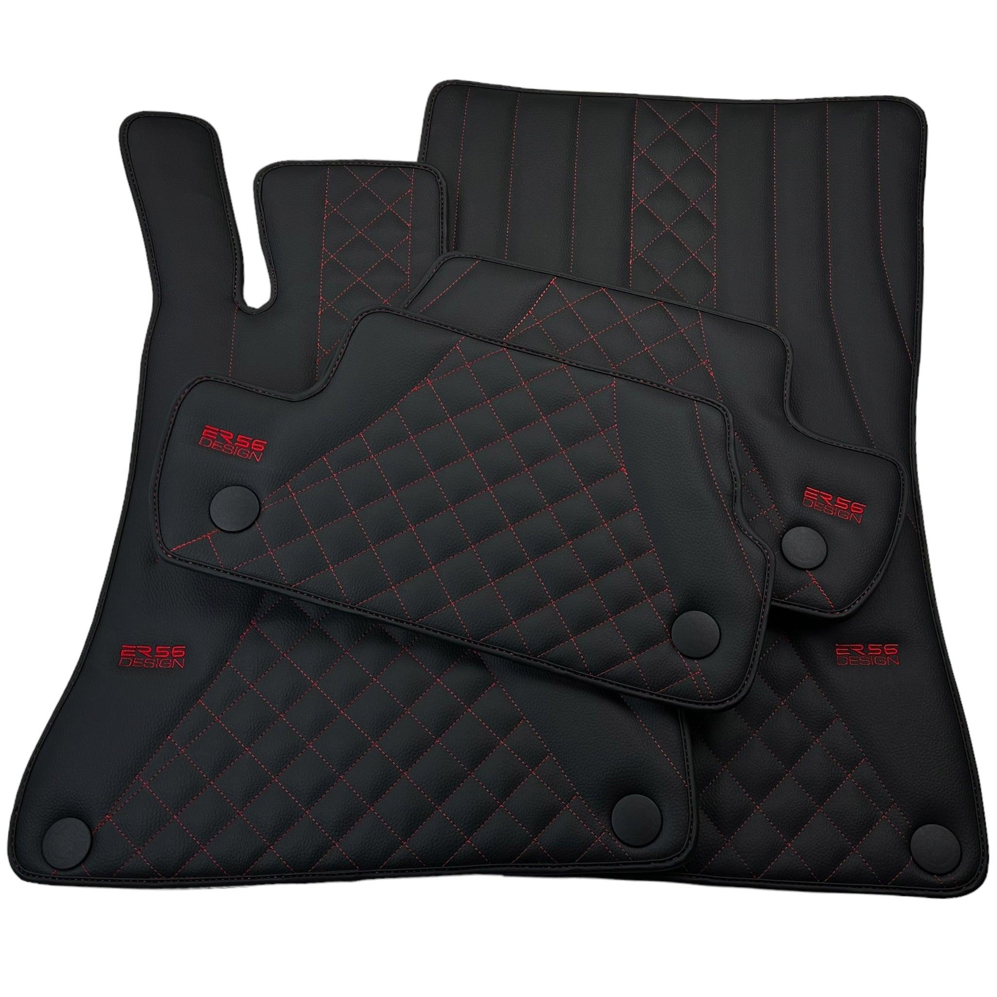 Black Leather Floor Mats For Mercedes Benz GLE-Class C292 Coupe (2015-2020) | ER56 Design - AutoWin