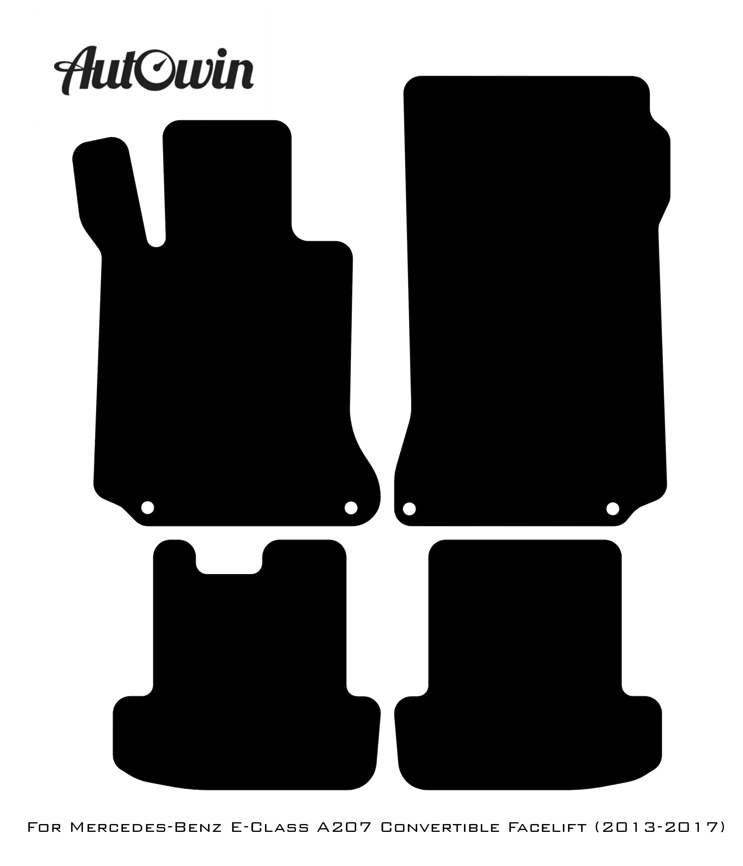 Black Luxury Floor Mats For Mercedes Benz E-Class A207 Convertible Facelift (2013-2017) | ER56 Design - AutoWin