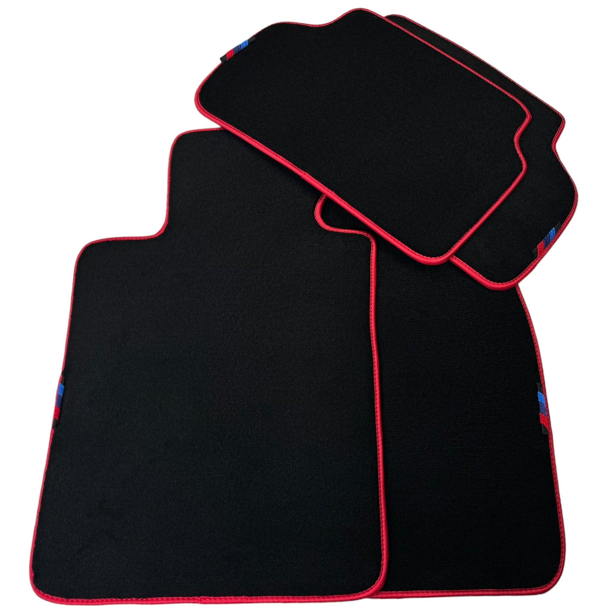 Black Mats For BMW 3 Series E30 4-doors Sedan | Red Trim - AutoWin
