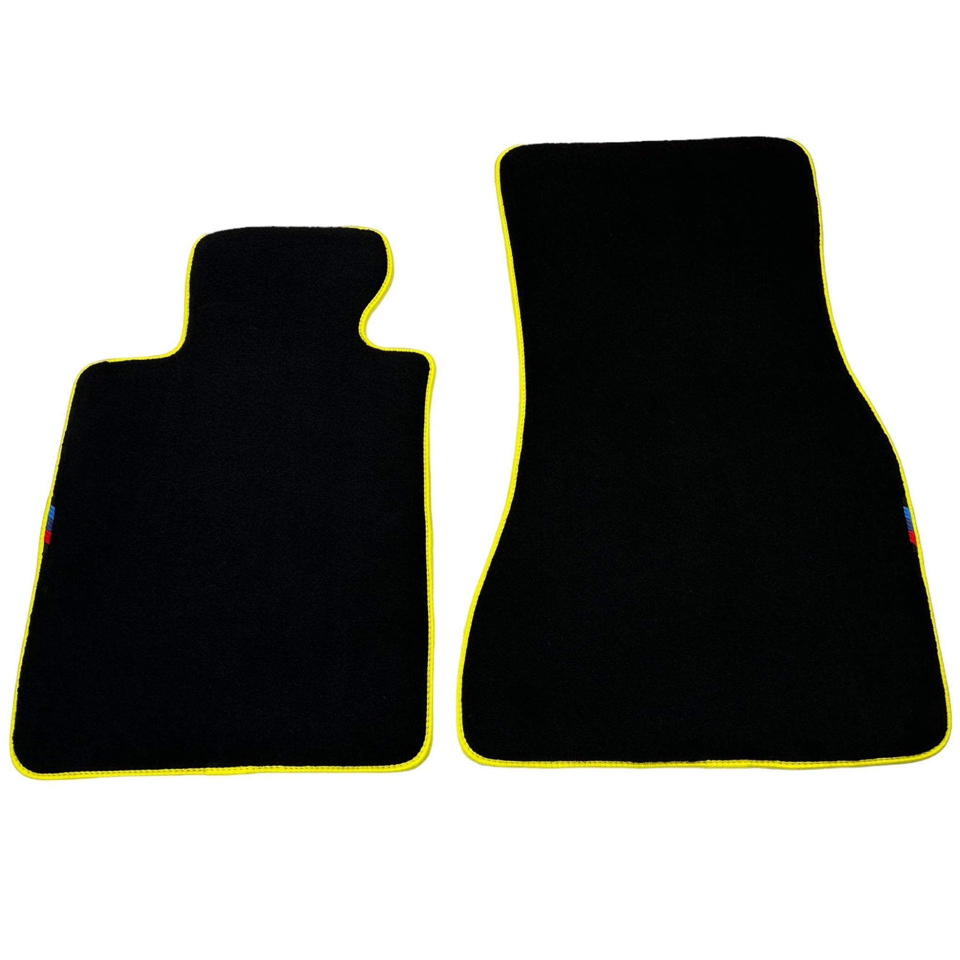 Black Mats For BMW 3 Series E30 4-doors Sedan | Yellow Trim - AutoWin