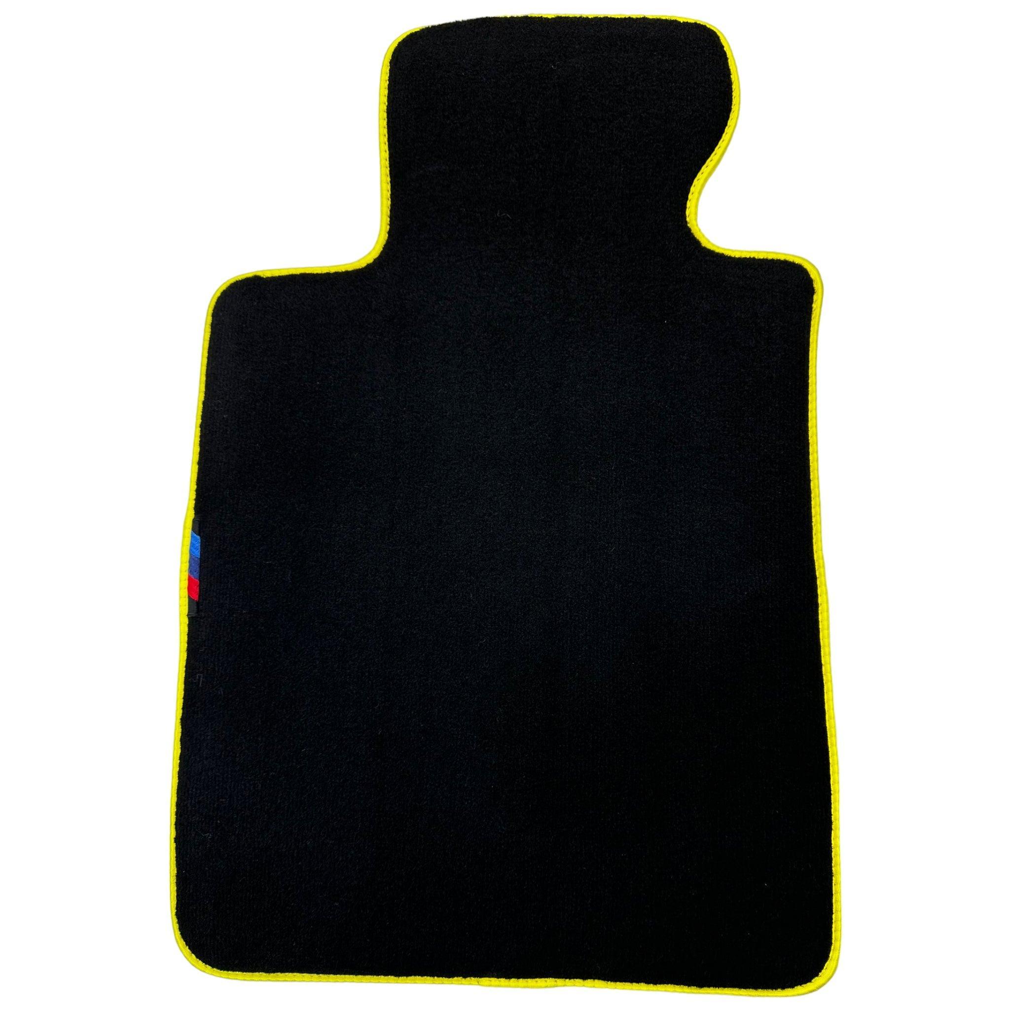 Black Mats For BMW 3 Series E30 4-doors Sedan | Yellow Trim - AutoWin