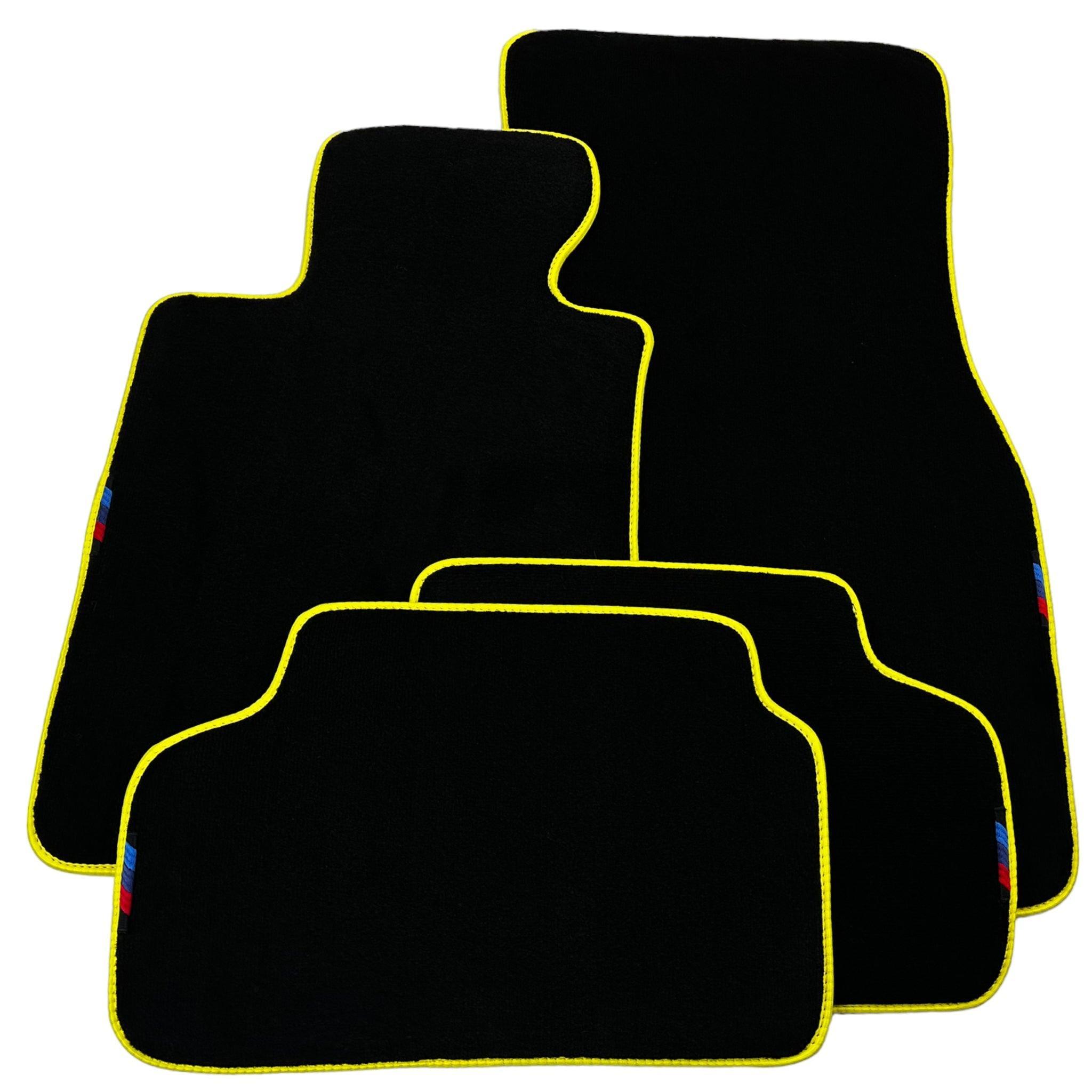 Black Mats For BMW 3 Series E46 4-door Sedan | Yellow Trim - AutoWin