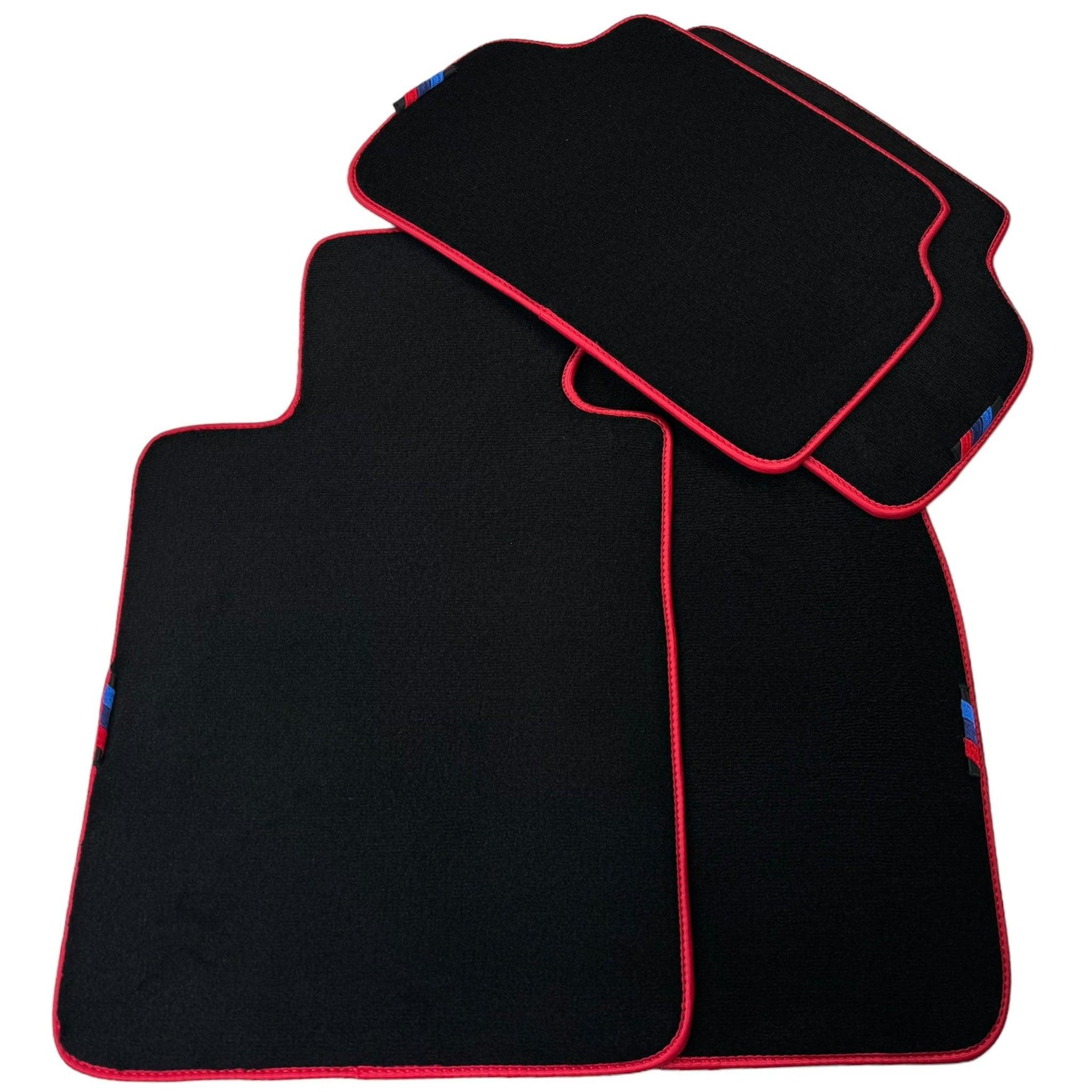 Black Mats For BMW 6 Series E24 Coupe | Red Trim - AutoWin