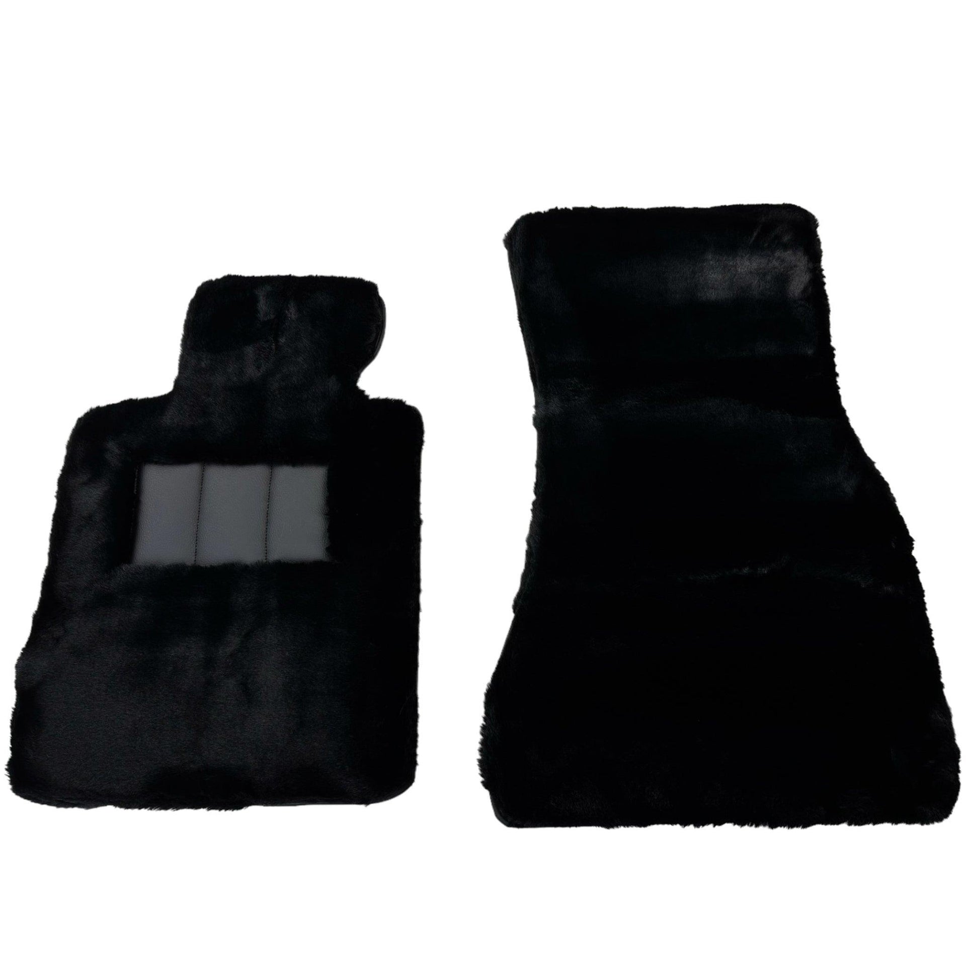 Black Sheepskin Floor Mats For BMW 7 Series E32 No Steps Edition - AutoWin