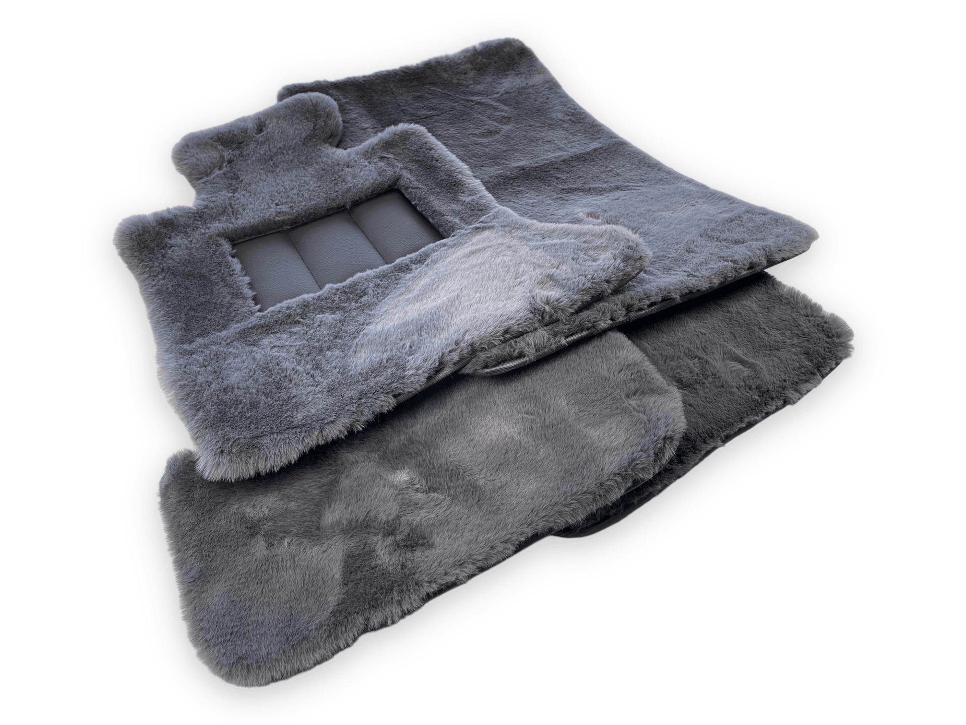 Dark Gray Sheepskin Floor Mats For Rolls Royce Dawn Rr6 2016-2023 Er56 Design Brand - AutoWin