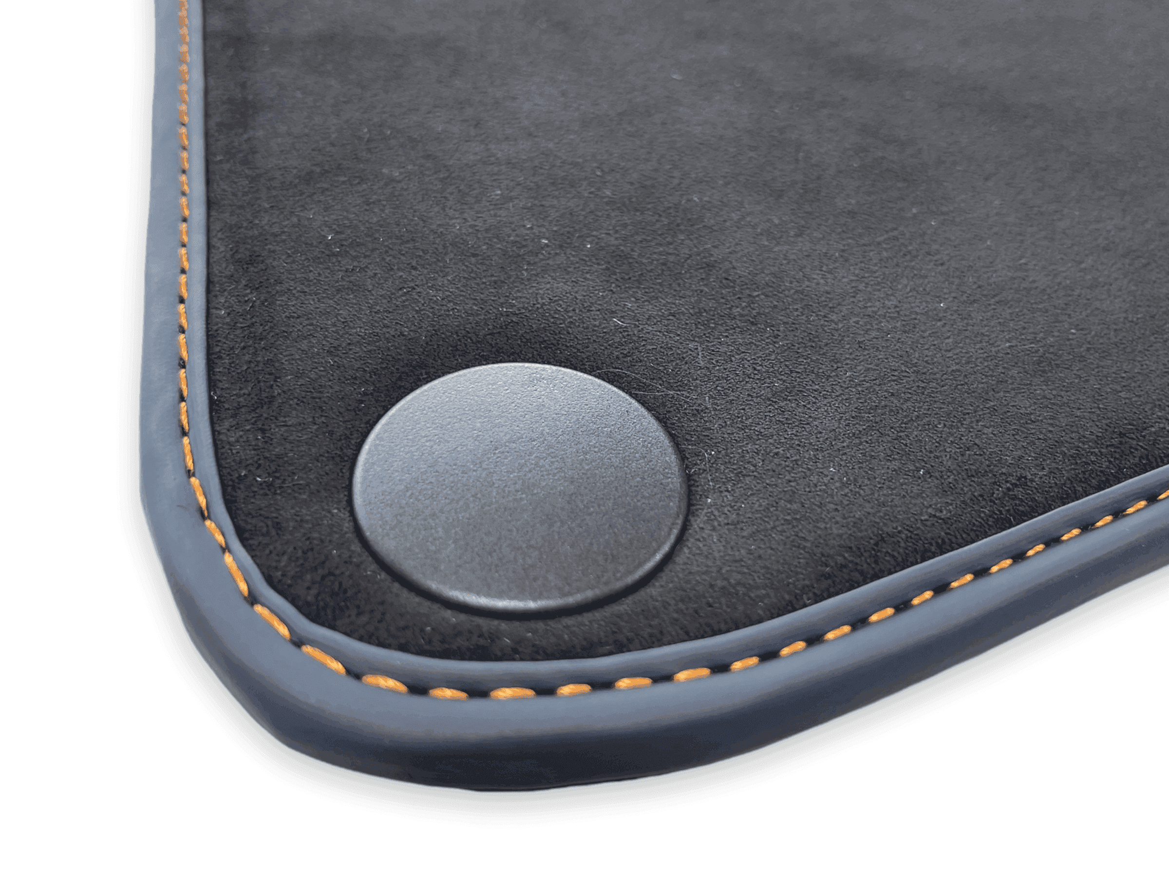 Floor Mats For McLaren 600LT (2018-2020) Alcantara Black Tailored Carpets With Orange Sewing - AutoWin