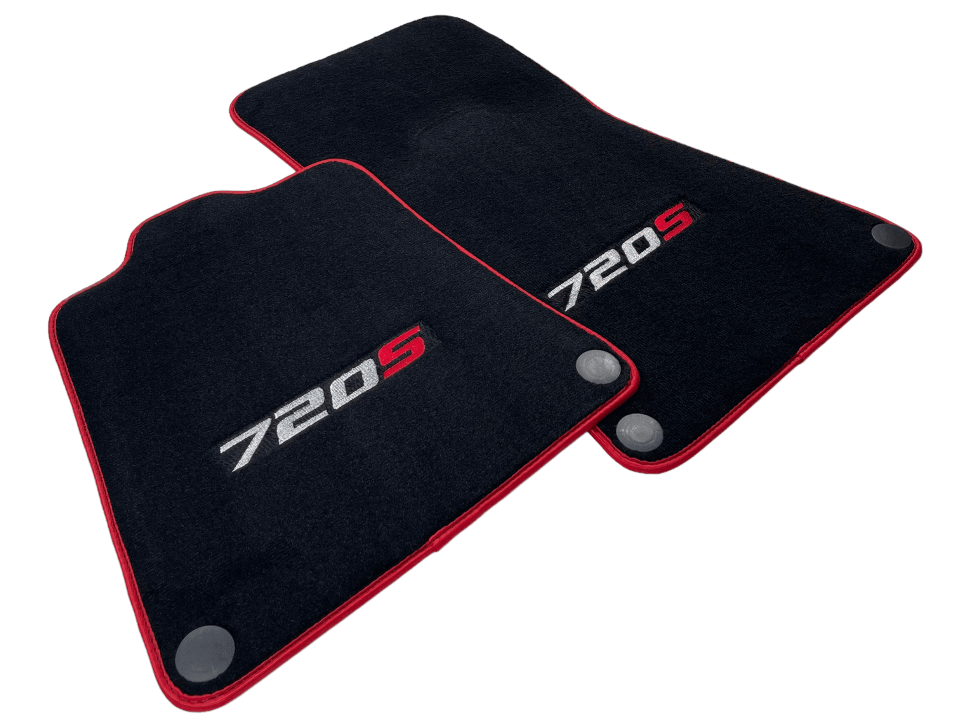 Floor Mats For McLaren 720S Black Tailored With Red Trim - AutoWin