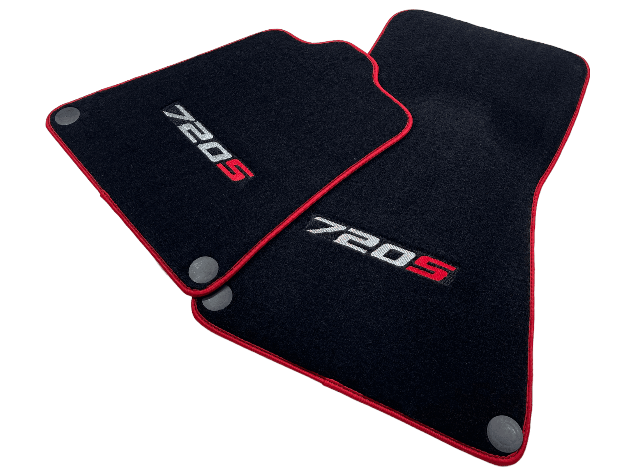Floor Mats For McLaren 720S Black Tailored With Red Trim - AutoWin