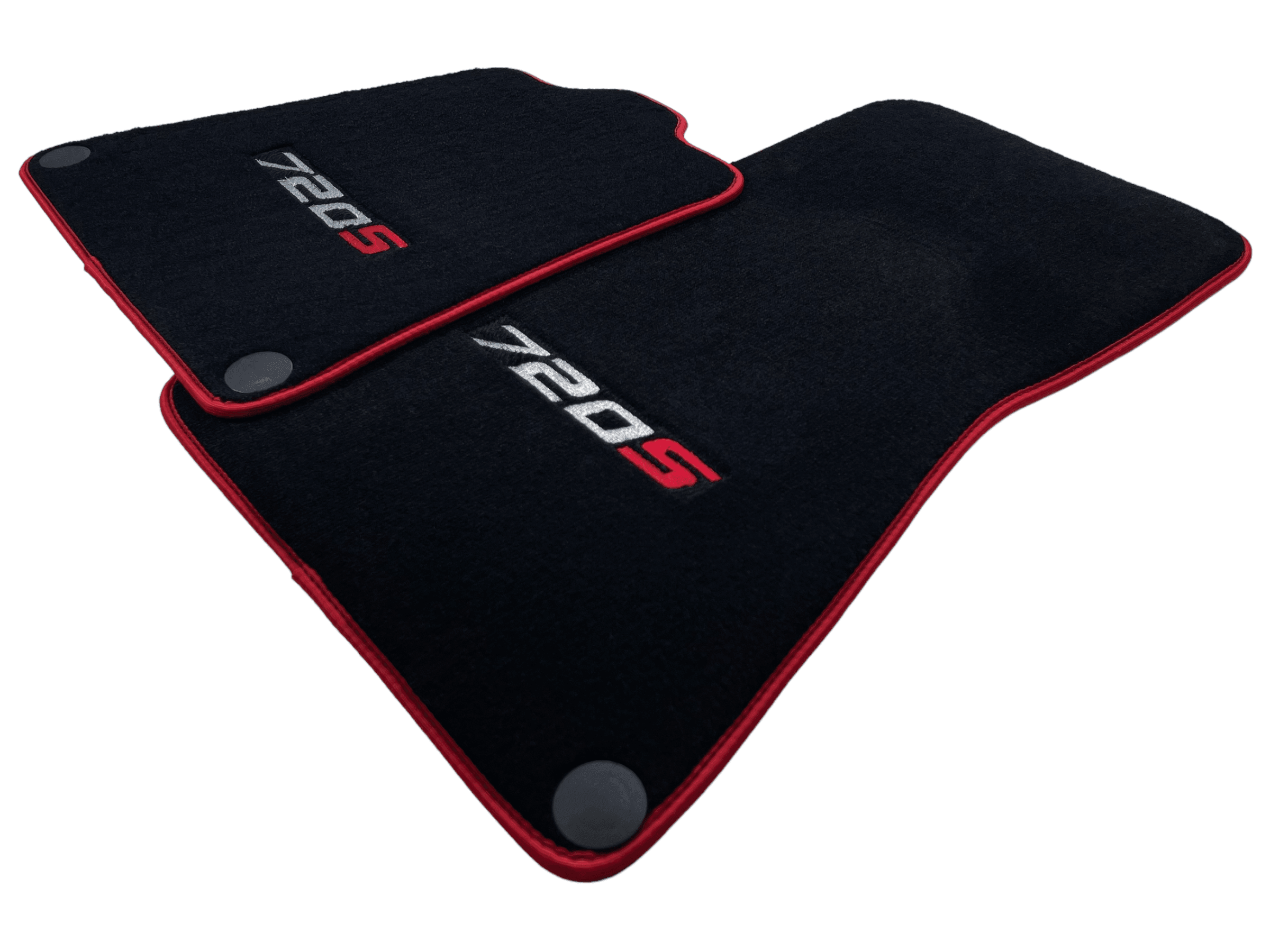 Floor Mats For McLaren 720S Black Tailored With Red Trim - AutoWin