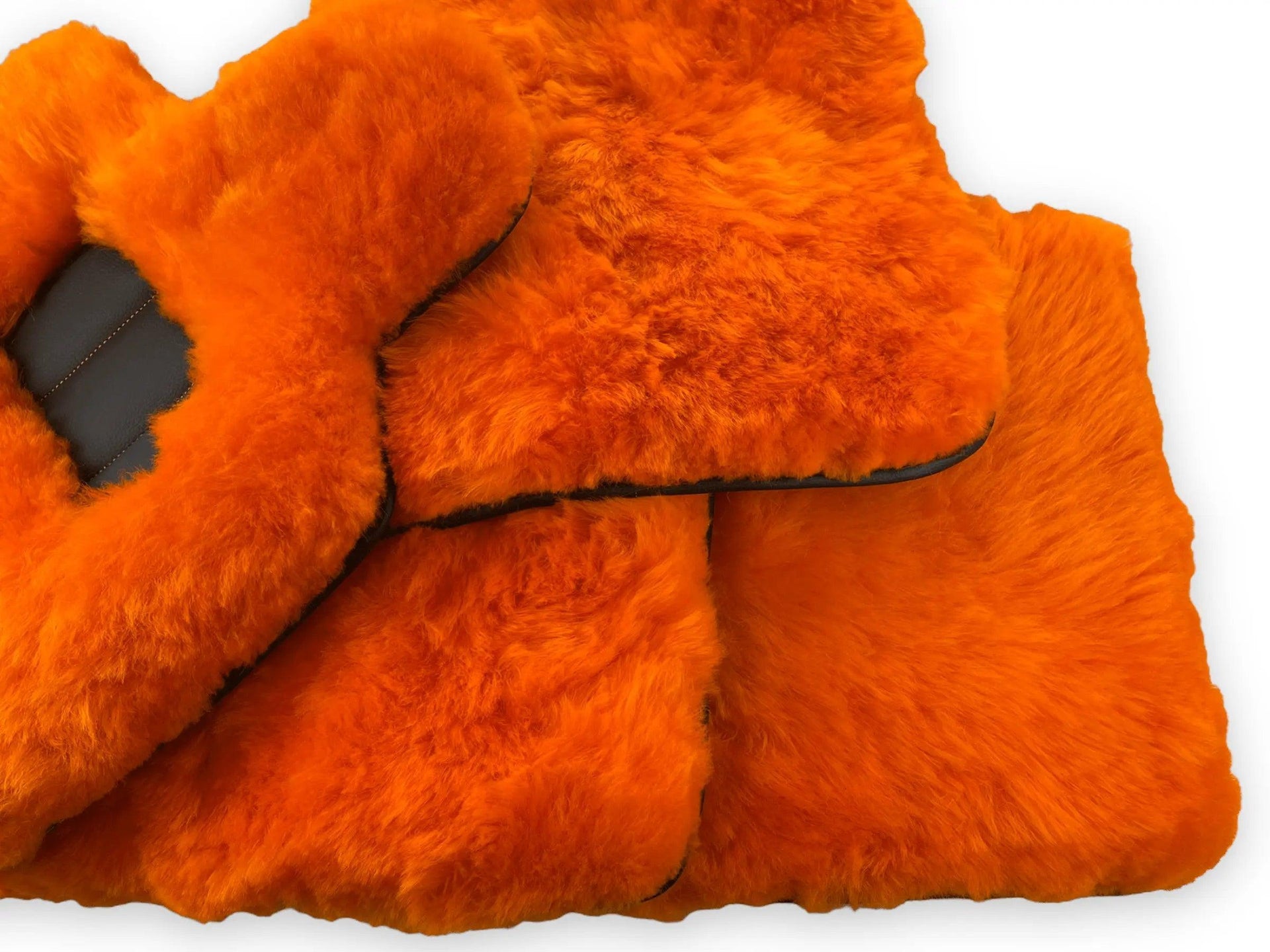 Orange Sheepskin Floor Mats For Bentley Flying Spur (2013-2019) Er56 Design Brand - AutoWin