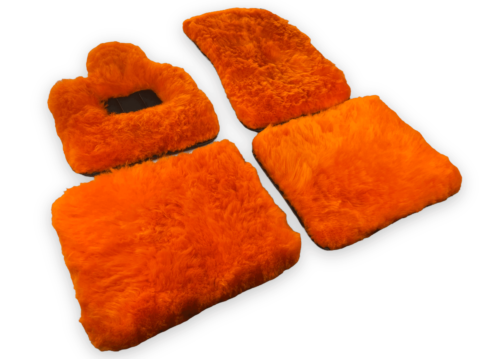 Orange Sheepskin Floor Mats For Rolls Royce Dawn Rr6 2016-2023 Er56 Design Brand - AutoWin