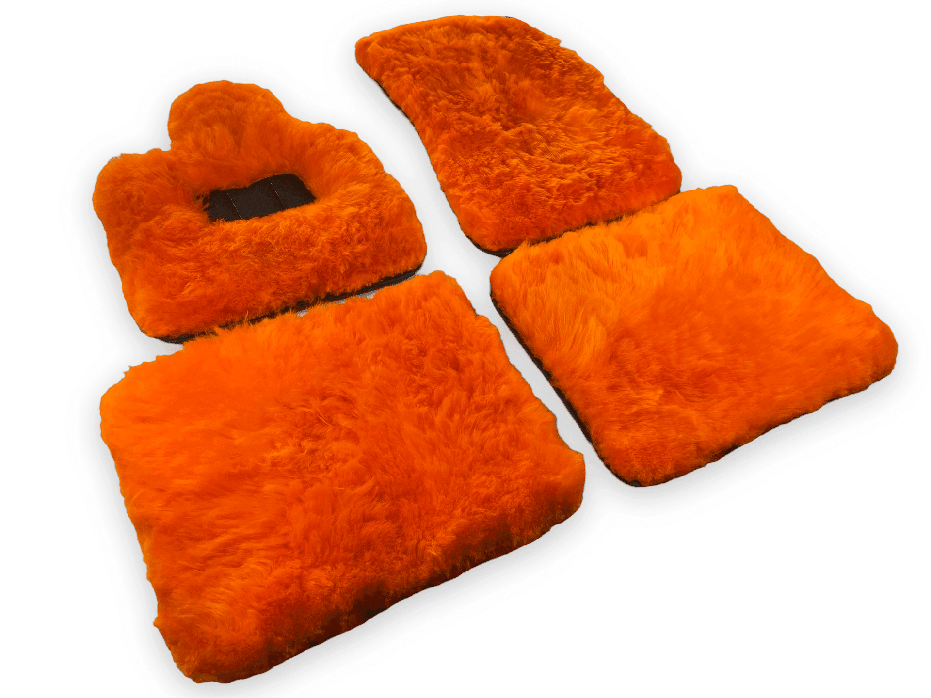 Orange Sheepskin Floor Mats For Rolls Royce Ghost Series II (2021-2024) ER56 Design Brand - AutoWin