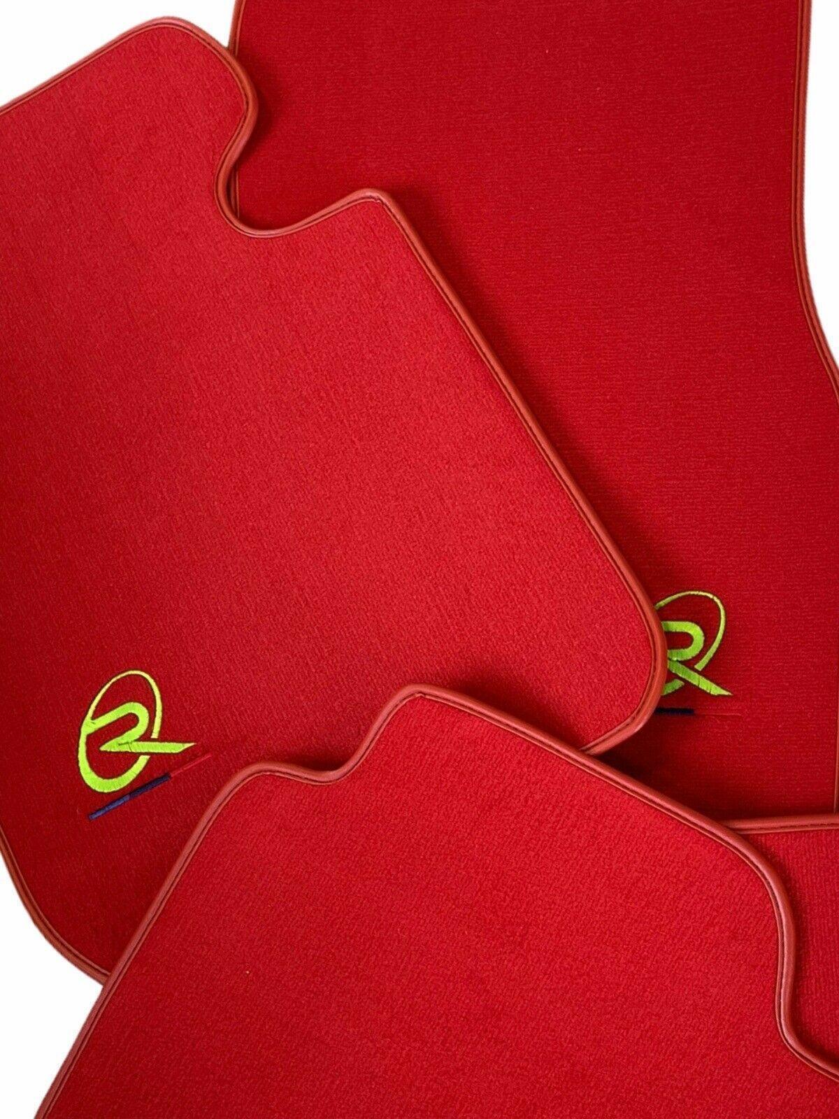 Red Floor Mats For BMW M5 F10 ROVBUT Brand Tailored Set Perfect Fit Green SNIP Collection - AutoWin