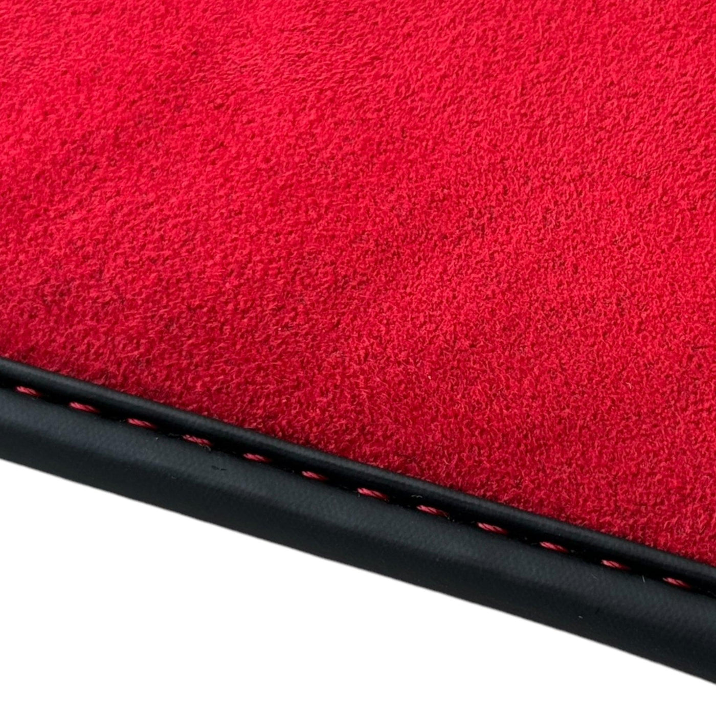 Black Floor Mats for Ferrari Roma (2021-2024) with Red Alcantara Leather - AutoWin