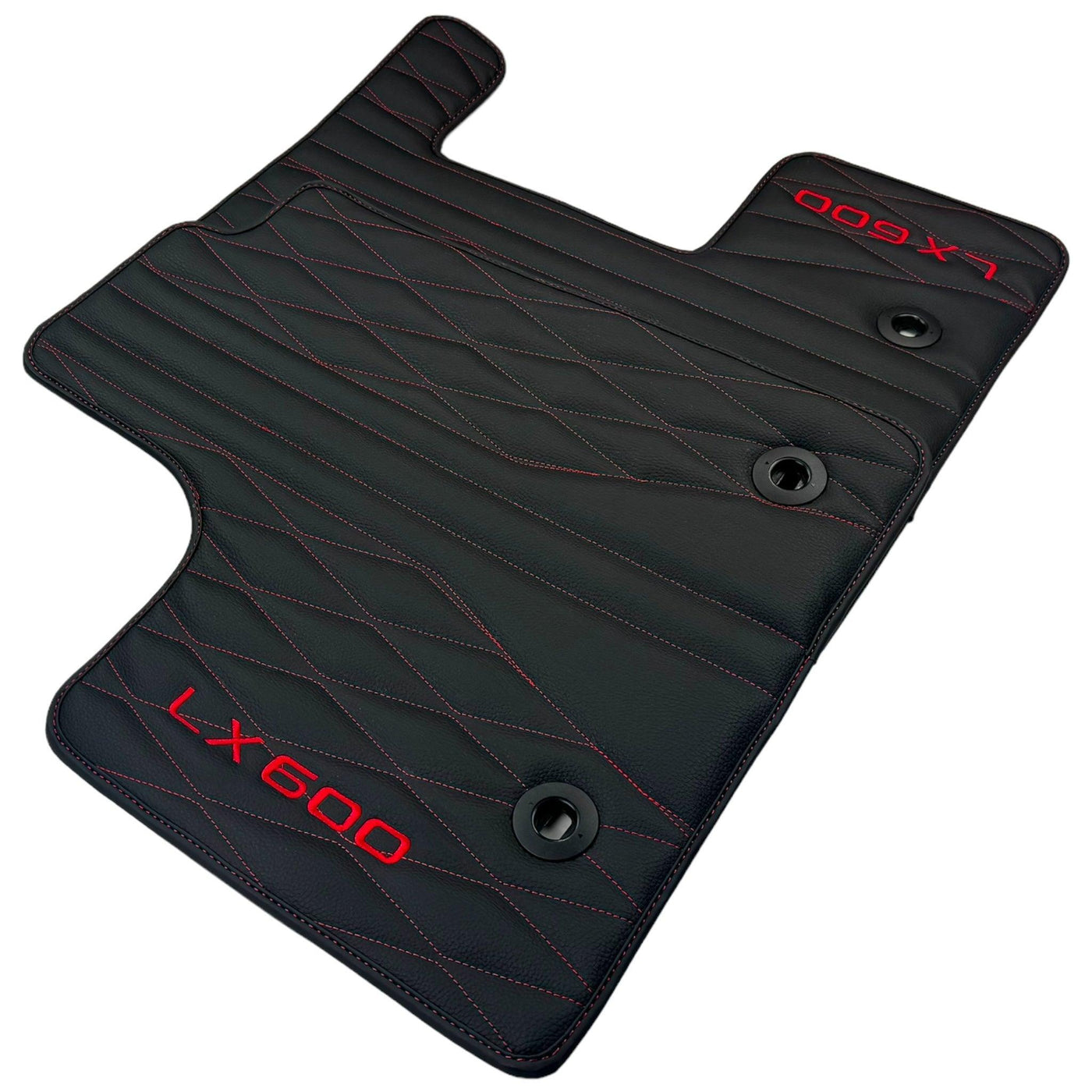 Leather Floor Mats for Lexus LX 600 (2022-2024) with Red Stitching - AutoWin