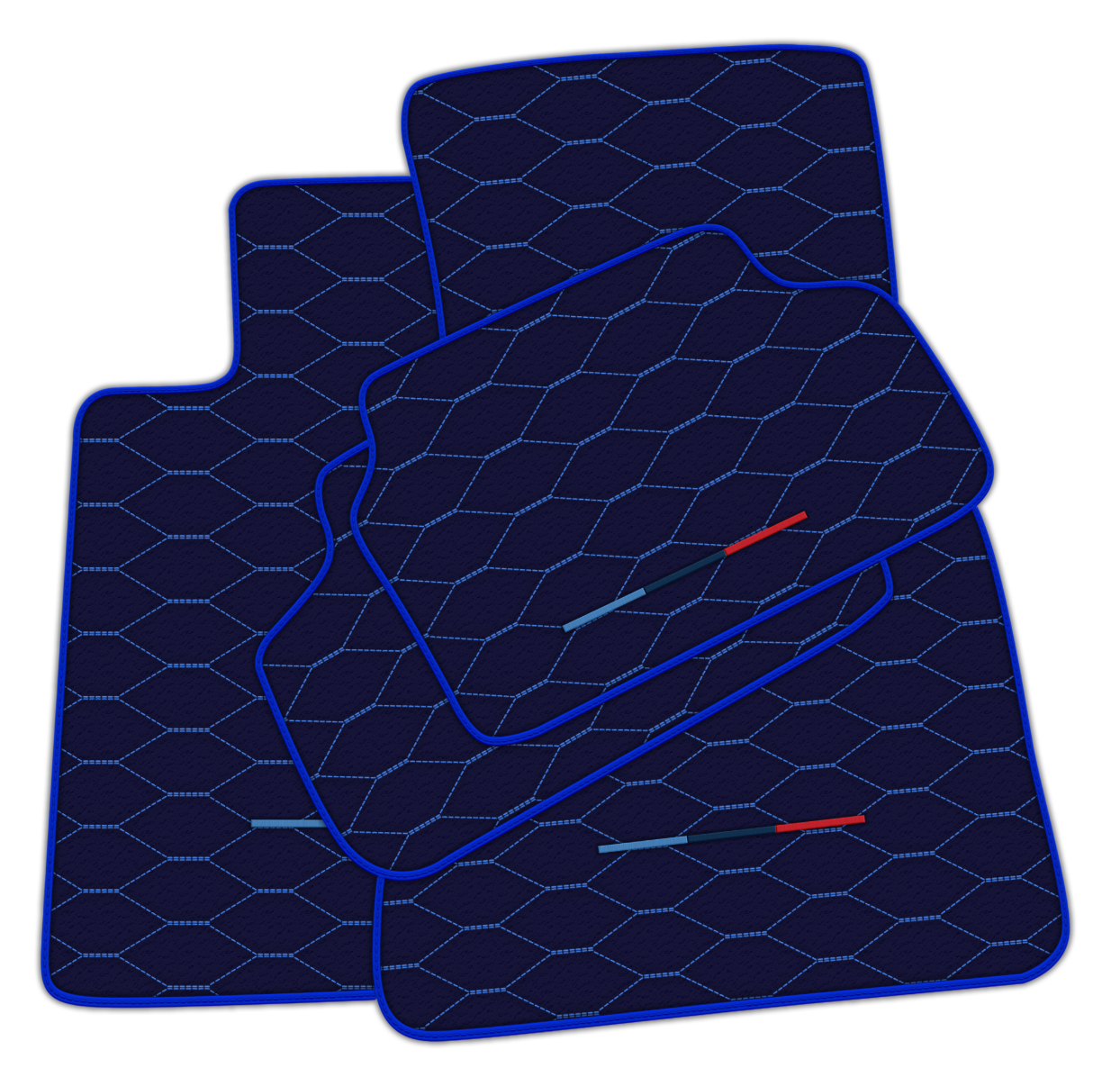 Dark Blue Leather Floor Mats for BMW G20 4-door Sedan (2019-2024) with Viper Hex Pattern