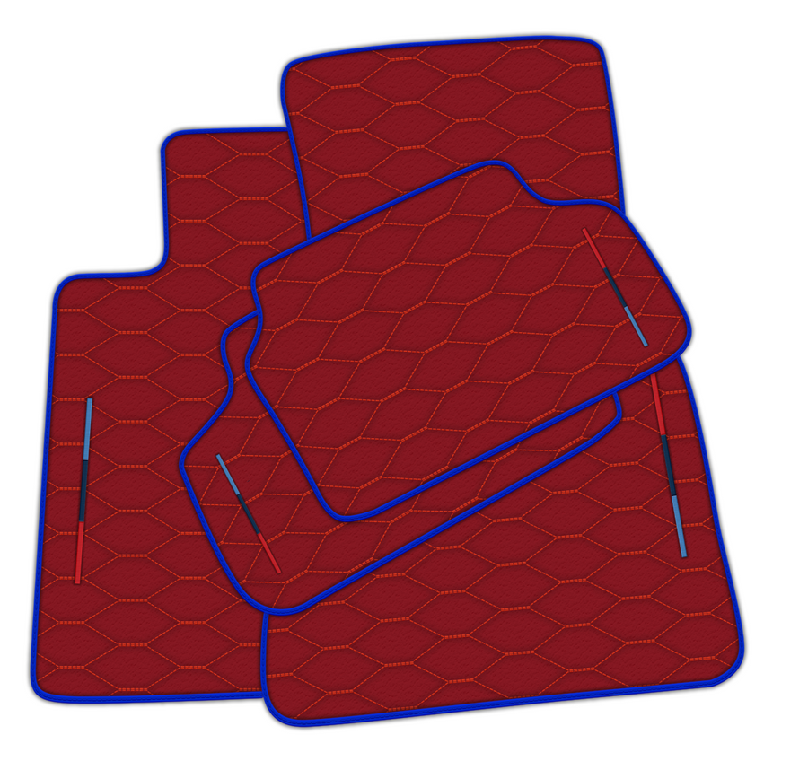 Stylish Customizable Red Leather Floor Mats for BMW
