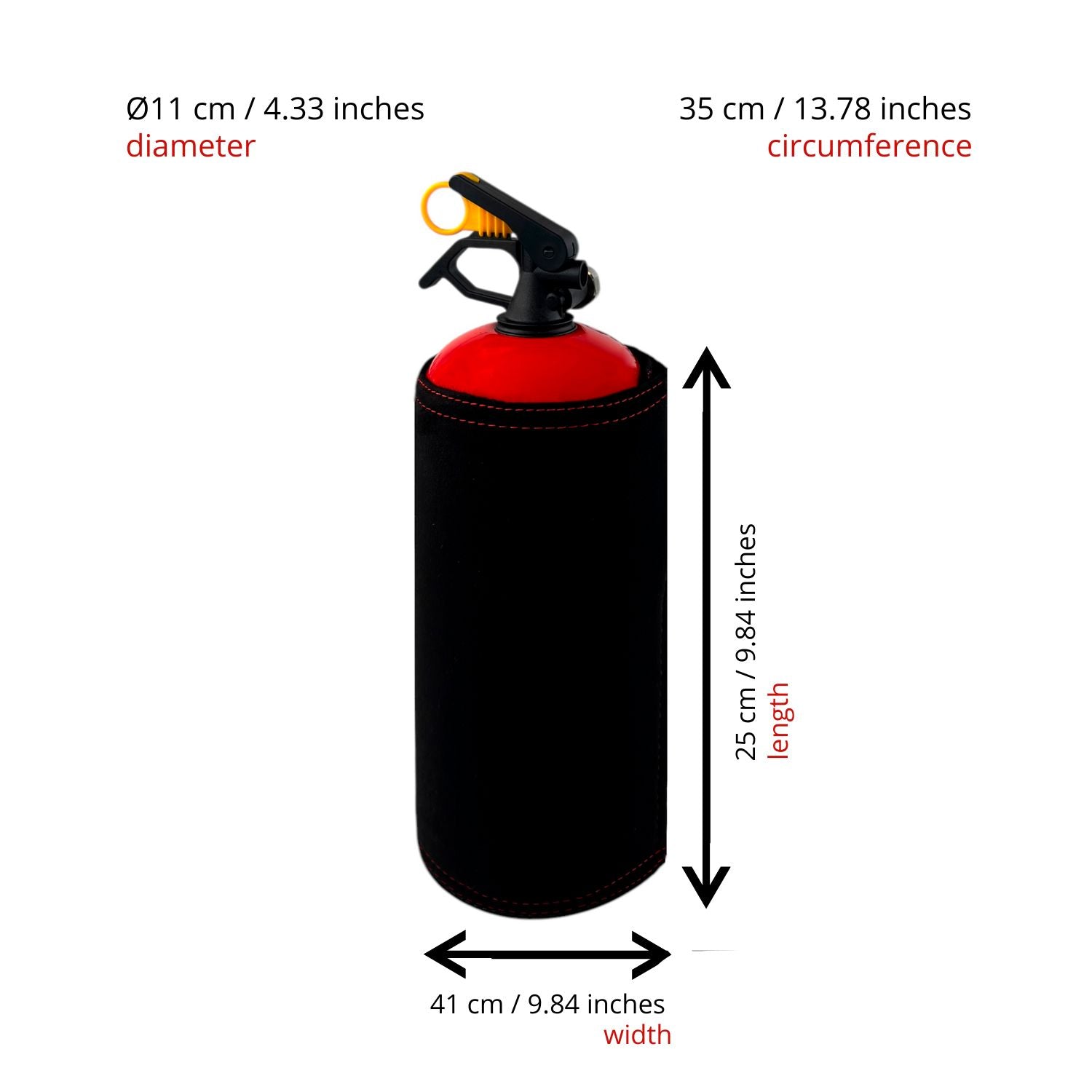 Fire Extinguisher Cover for Ferrari – Black Alcantara with Red Stitching