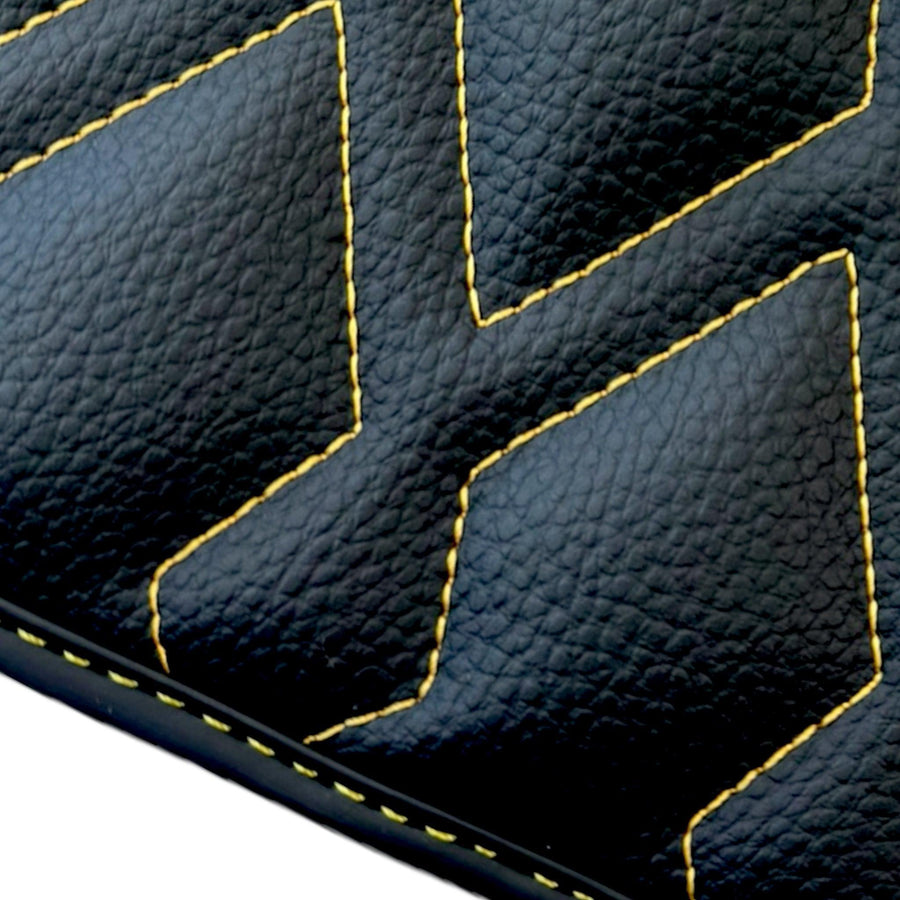 Black Leather Floor Mats for Rolls-Royce Wraith (2013–2023) ER56 Design - AutoWin