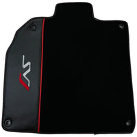 Black Floor Mats for Lamborghini Aventador SVJ with Carbon Fiber - AutoWin