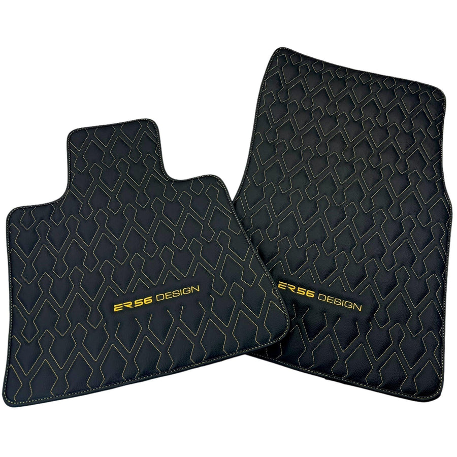 Black Leather Floor Mats for Rolls-Royce Phantom VIII (2017-2024) ER56 Design - AutoWin