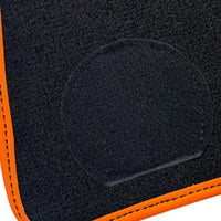Black Sheepskin Floor Mats for Rolls-Royce Phantom VIII (2017-2024) Orange Leather Trim - AutoWin