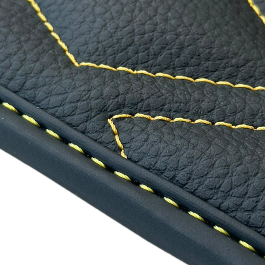 Black Leather Floor Mats for Rolls-Royce Cullinan RR31 (2018-2023) ER56 Design - AutoWin